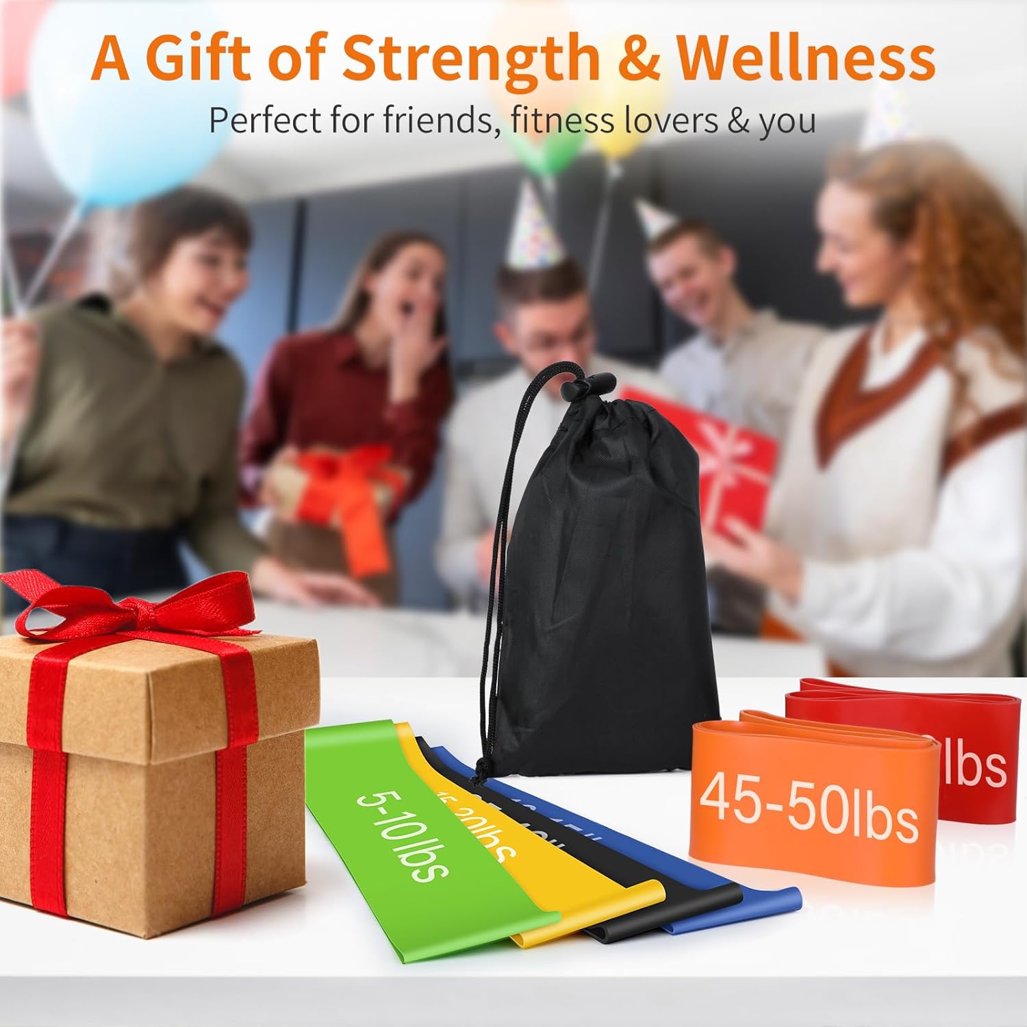Fitnessbänder 6er-Set, Latex-Widerstandsbänder (5-50 Pfund), Widerstandsbänder-Set für Damen und Herren, ideal für Zuhause, Fitnessstudio, Yoga-Training, inklusive Tragetasche – Bild 8