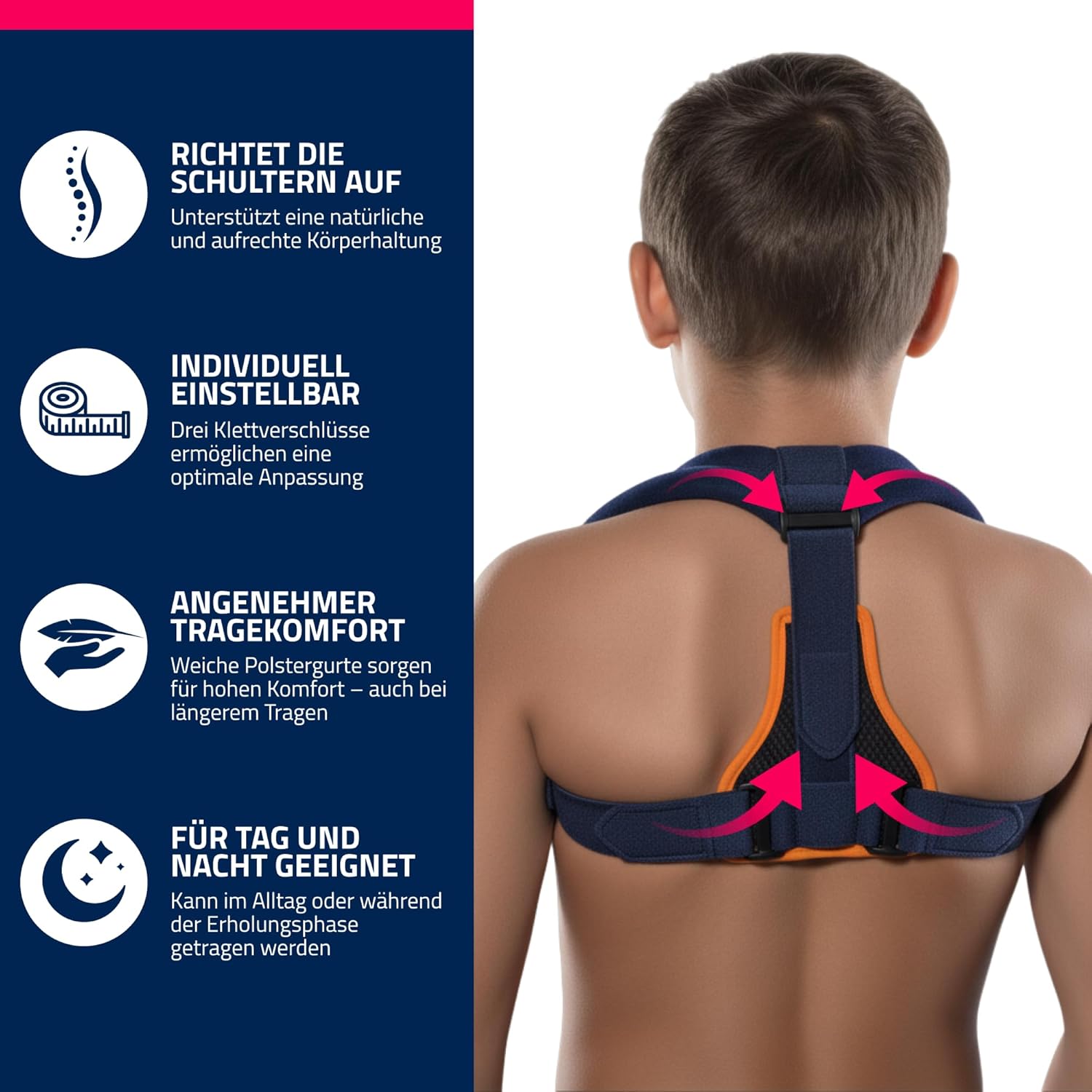Seeger Rückenstrecker & Haltungskorrektor – Rückenstützgürtel für Kinder, Schultergurt Haltungskorrektor für geraden Rücken, Clavicula-Bandage, verstellbar, Made in Germany – Bild 5