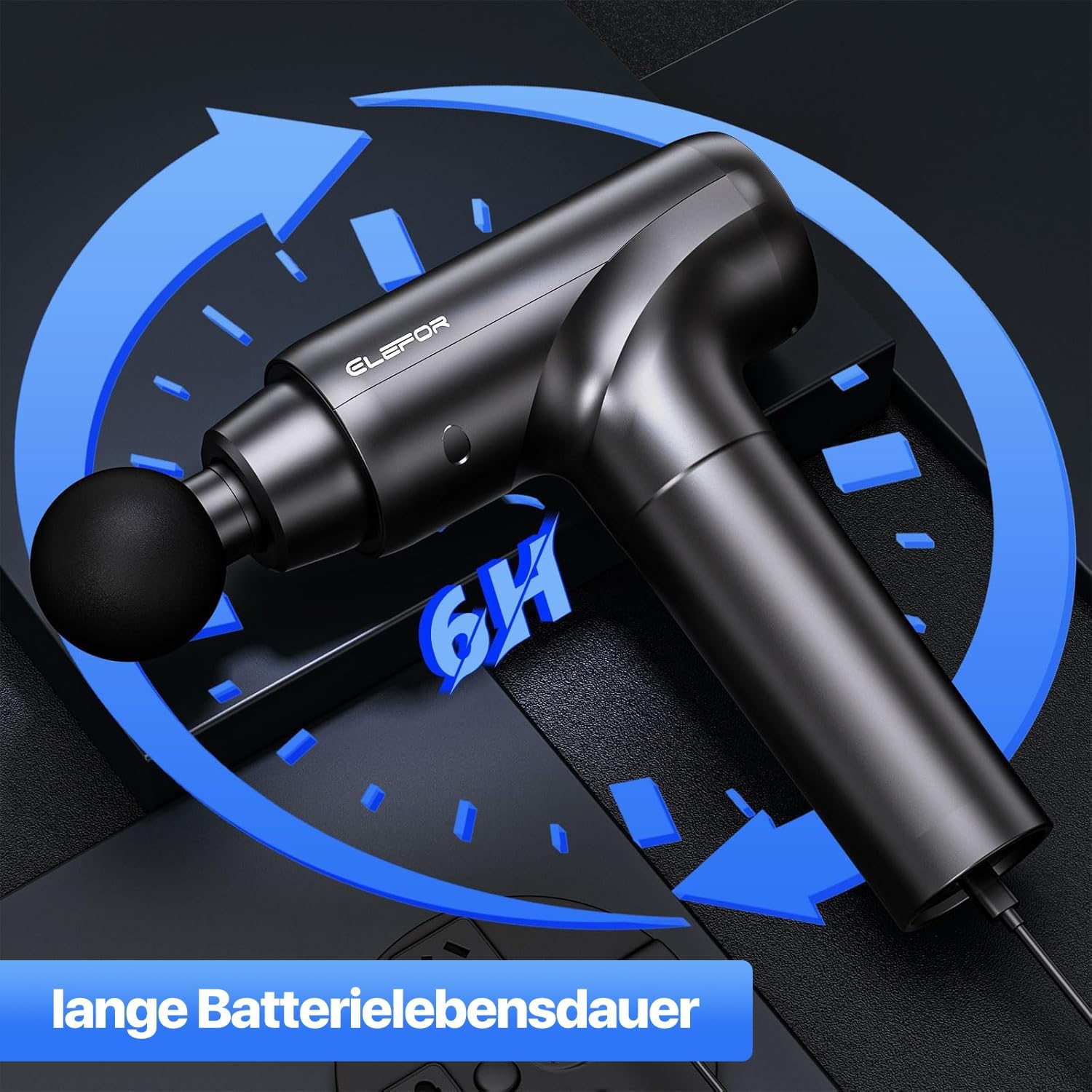 Massagepistole, Deep Tissue Percussion Rückenmassagegerät für Sportler, Muskelmassagepistole zur Schmerzlinderung, mit 8 Massageköpfen und 20 Geschwindigkeiten (Mattschwarz) – Bild 9