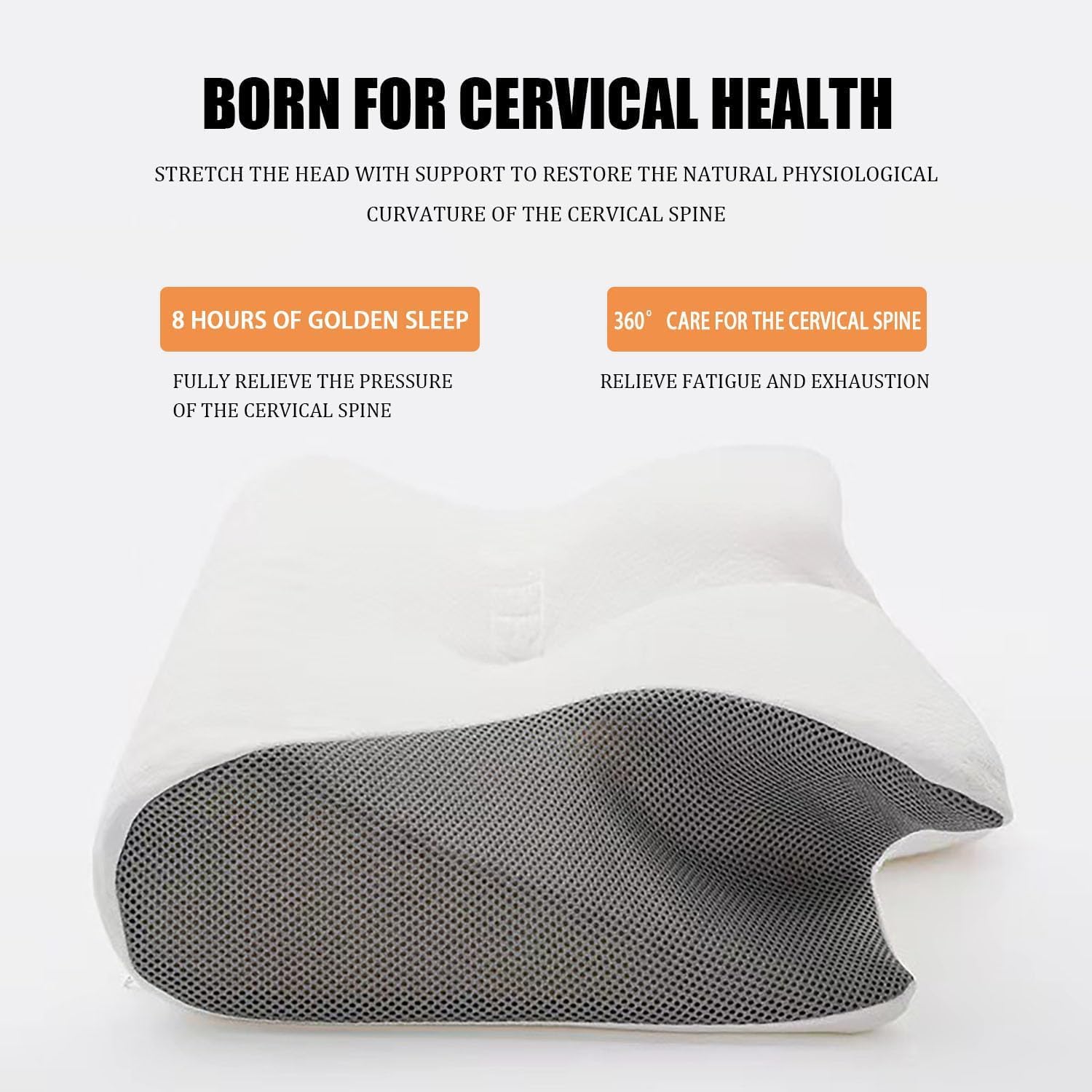 Nackenstützkissen, 2-in-1 ergonomisches orthopädisches Kissen, Memory-Schaum-Kissen, Nackenschmerzen, ergonomisches Kissen für Seiten-, Rücken- und Bauchschläfer (grau) – Bild 5