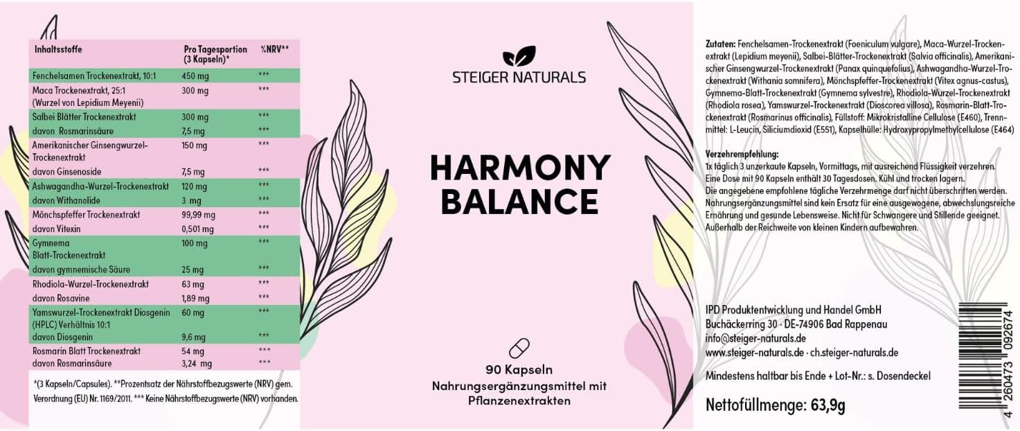 Steiger Naturals Hormone Balance – Natürlicher Menopause-Komplex für Frauen | 10 Pflanzenextrakte | Hormonfrei, vegan, laktosefrei, glutenfrei | Unterstützung für Ihr Wohlbefinden – Bild 3