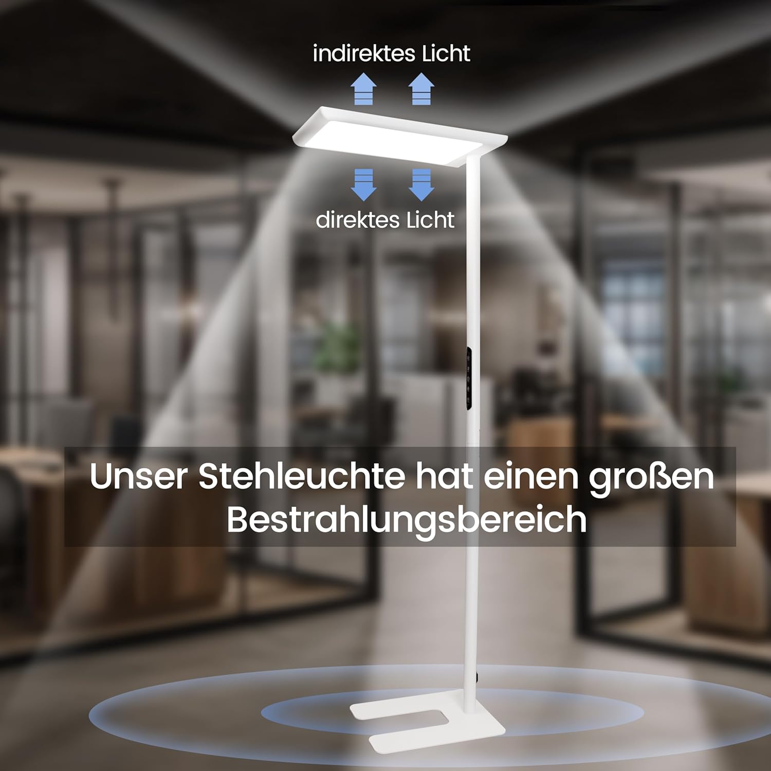 UGR98 LED Stehlampe für Büro, Tageslicht-Bürolampe, Vollspektrum-Stehlampe, dimmbar, 60 W + 50 W, Augenschutz, UGR, Neutralweiß, 4000 K, Stehlampe, Büro, Leselampe, Kinderzimmer – Bild 5