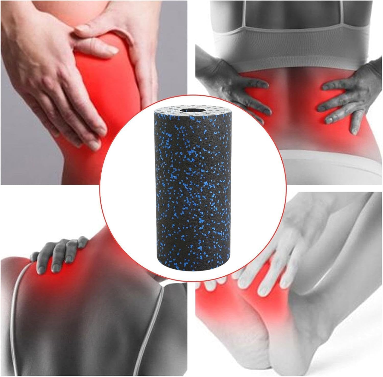 Faszienrolle klein, Faszienrolle für Füße, Faszienrolle Mini, effektive kleine Fitnessrolle zur Selbstmassage, für Anfänger und Leistungssportler Faszienrolle (Schwarz Blau) – Bild 4