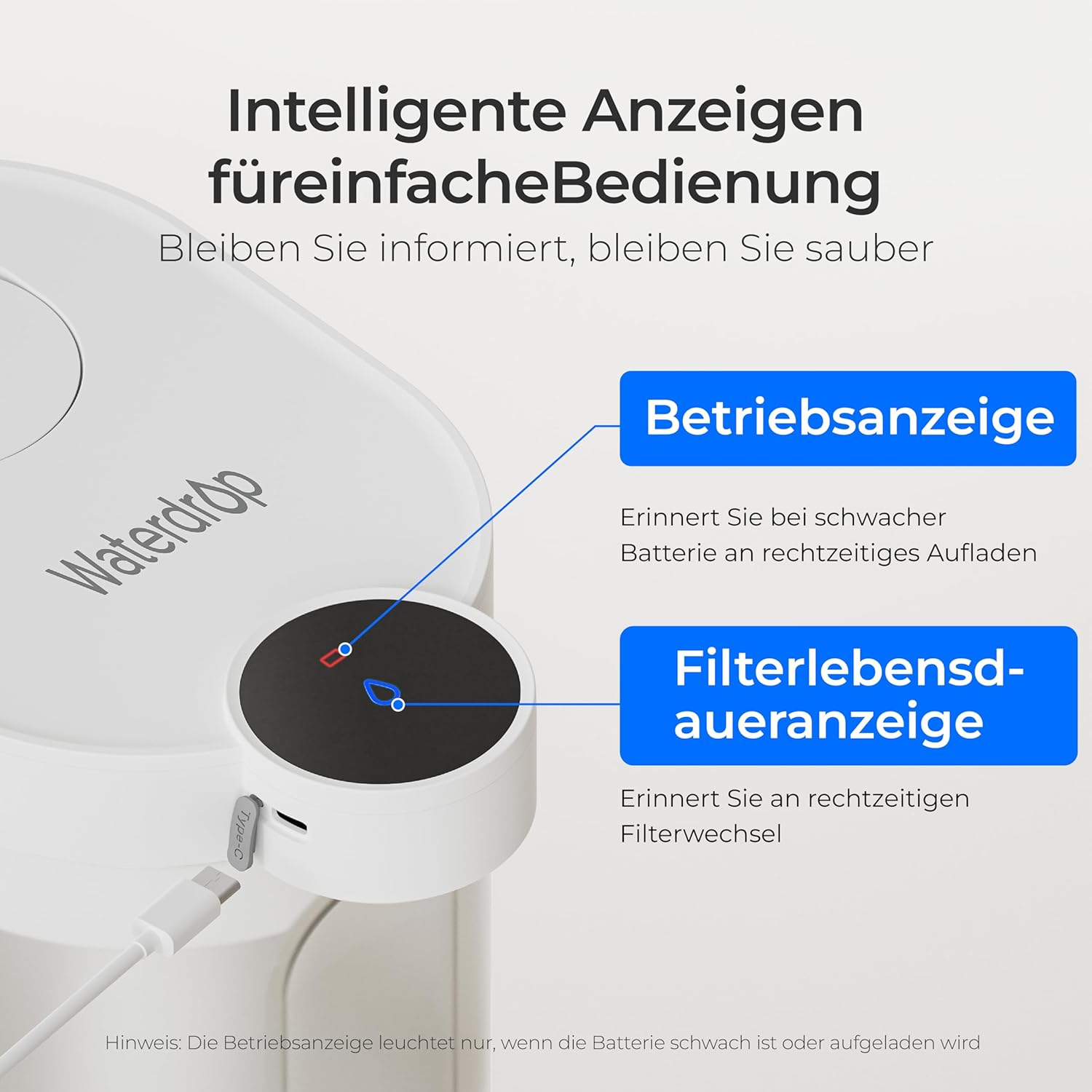 Waterdrop FreshTaste Wasserhärter, elektrischer Wasserfilterkrug, 4 l Wasserfilterspender für Kühlschrank, reduziert Kalk, Chlor, Blei, Kupfer, reinigt, Weiß (Ersatzfilter: WD-EWFS) – Bild 8