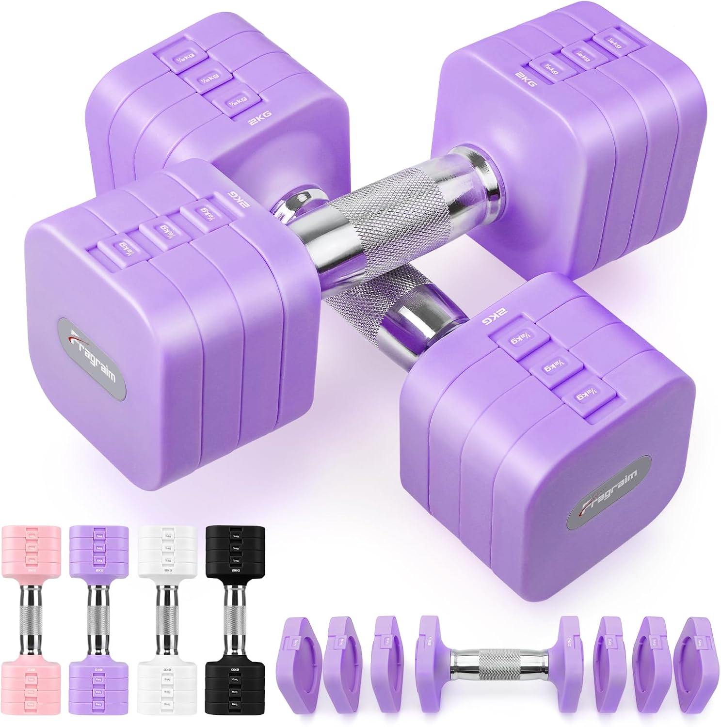 Fragraim 5 kg x 2 verstellbare Hanteln Set für Damen Herren Handgewichte Sets Hanteln verstellbar für Heim-Fitness-Training, Krafttrainingsgeräte