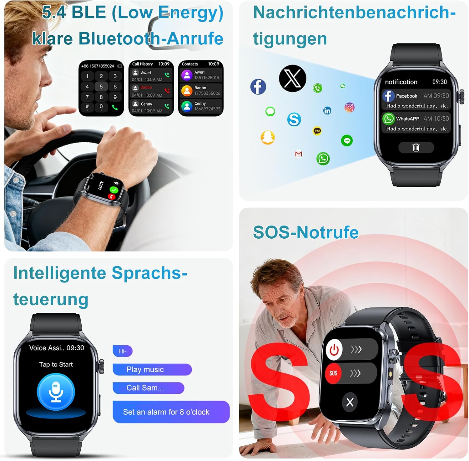 2026 KI-GPT Smartwatch EKG/BI-Druck Q&A-Funktion 2,0-Zoll-Gesundheitsuhr mit Harnsäure/BMI/Herzfrequenzmonitor/HRV/Herzfrequenz, SpO2, Schlaf, Apnoe-Monitor, Bluetooth-Anruf, SOS, IP68 + Wasserauslass – Bild 7