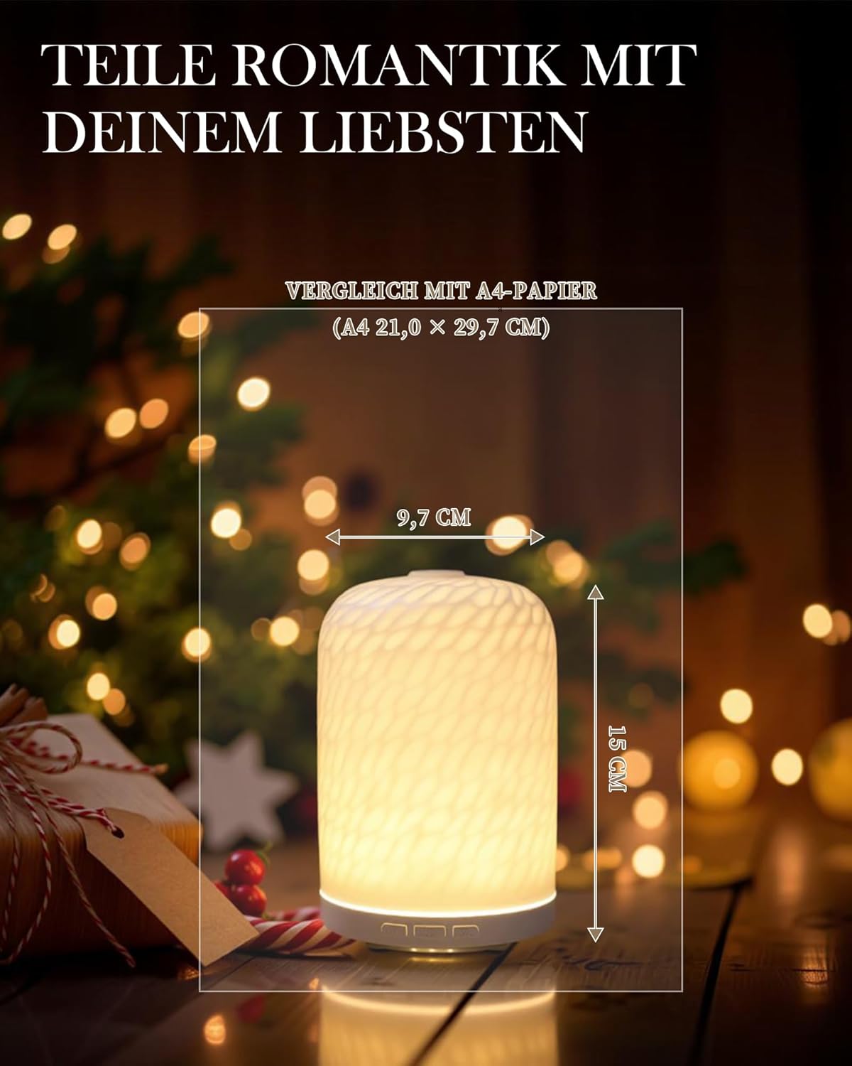 Aromadiffusor – Ultraschalldiffusor mit Befeuchtung und Wellness-Licht aus handgefertigter Keramik, automatische Abschaltung, BPA-frei, geräuscharme Konstruktion, ideal für Schlafzimmer, Büro und als Geschenk – Bild 7