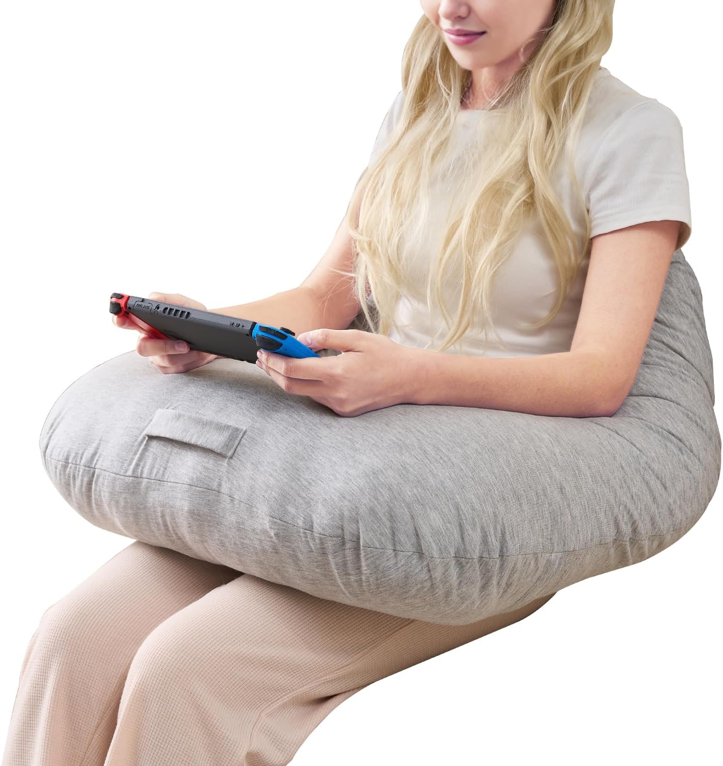 Lesekissen für Gaming, ergonomische Armlehne für Gaming, Häkeln, Laptop-Stützkissen zum Sitzen im Bett und Sofa, Haltungskorrekturkissen für den Schoß, waschbarer Bezug (kühlendes Grau)