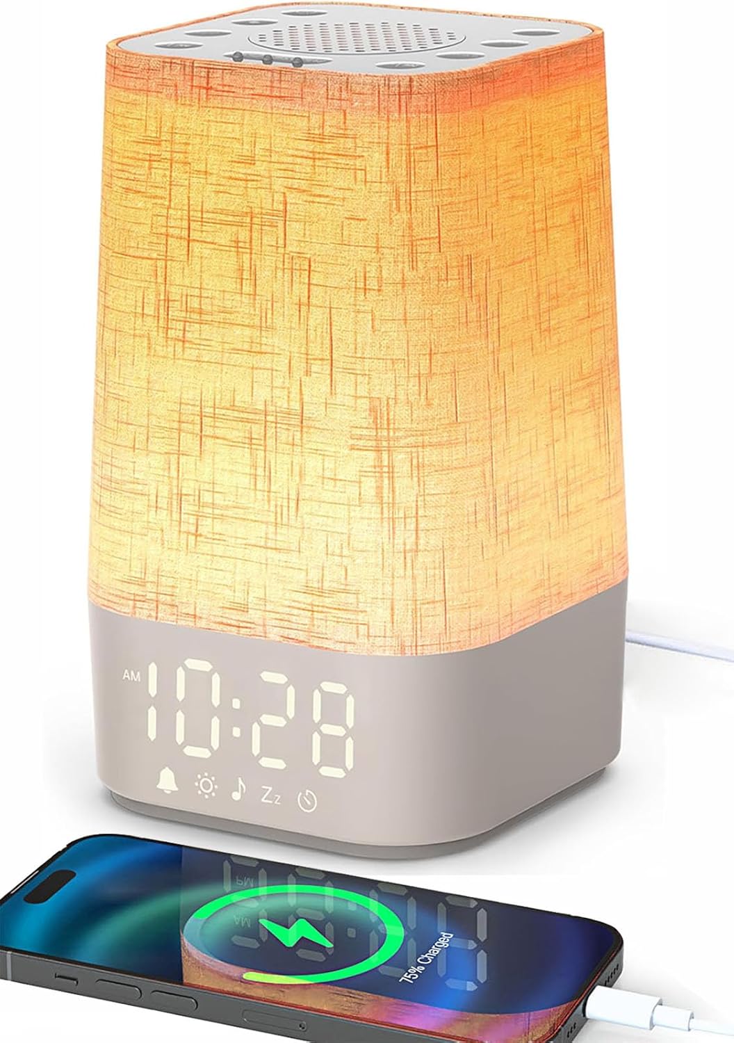 Tageslichtwecker mit 30 natürlichen Geräuschen, Wecker mit Licht-Sonnenaufgang, dimmbare Nachttischlampe mit Ladefunktion, Lichtwecker, Einschlafhilfe und Timer, Geschenke für Mutter und Vater, Frauen und Männer