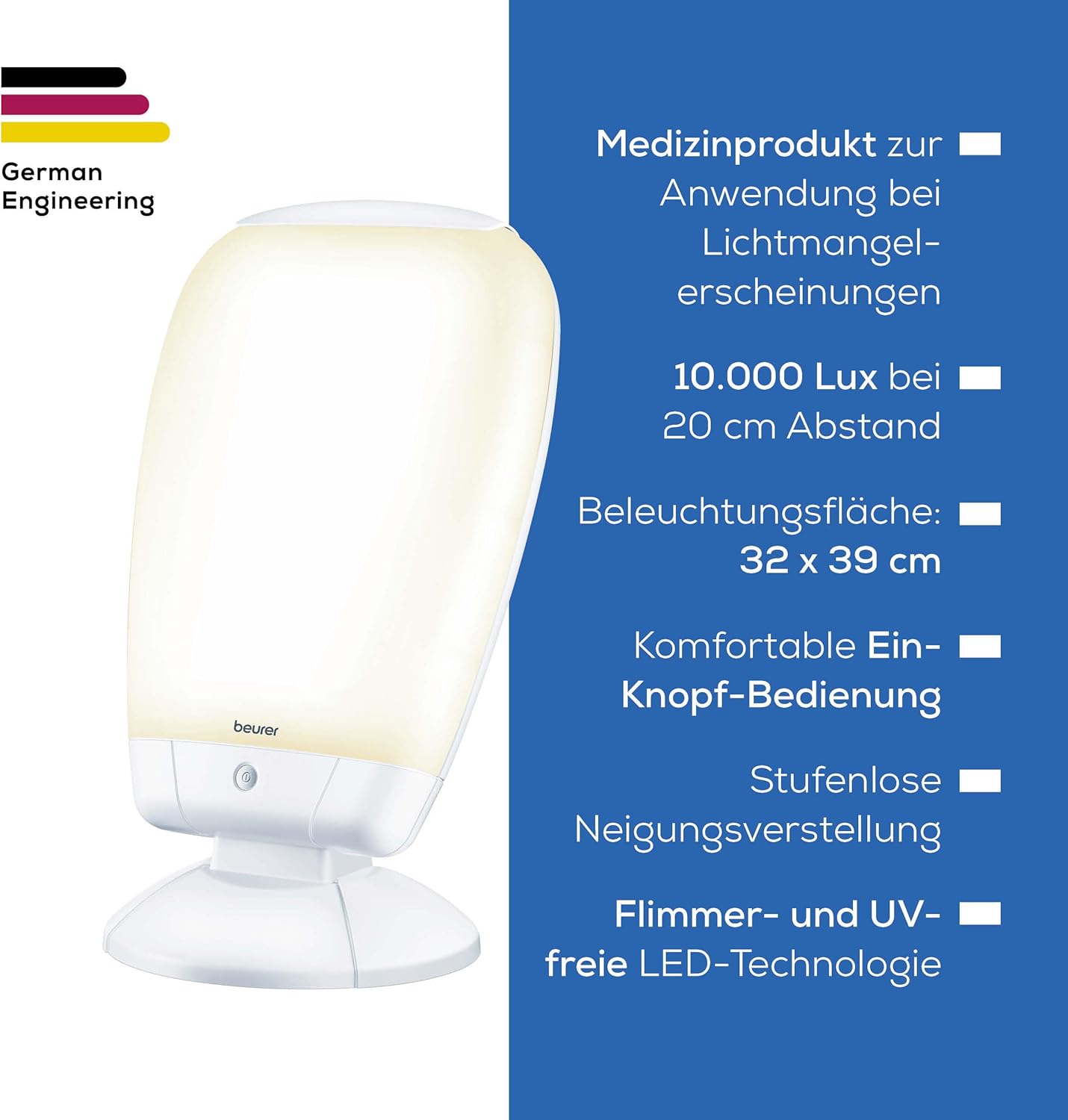 Beurer TL 80 Tageslichtsimulation, Tageslichtlampe mit stufenloser Neigungsverstellung – Bild 6