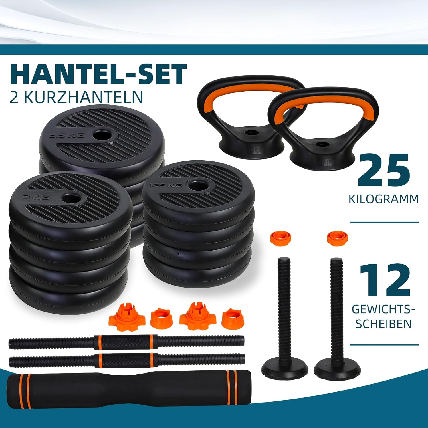 CCLIFE Hanteln 2er Set Hanteln Verstellbares Hantelset 20/25/30/40 kg Profi-Hantel mit Verbindungsgewichten aus Stahlrohr – Bild 3