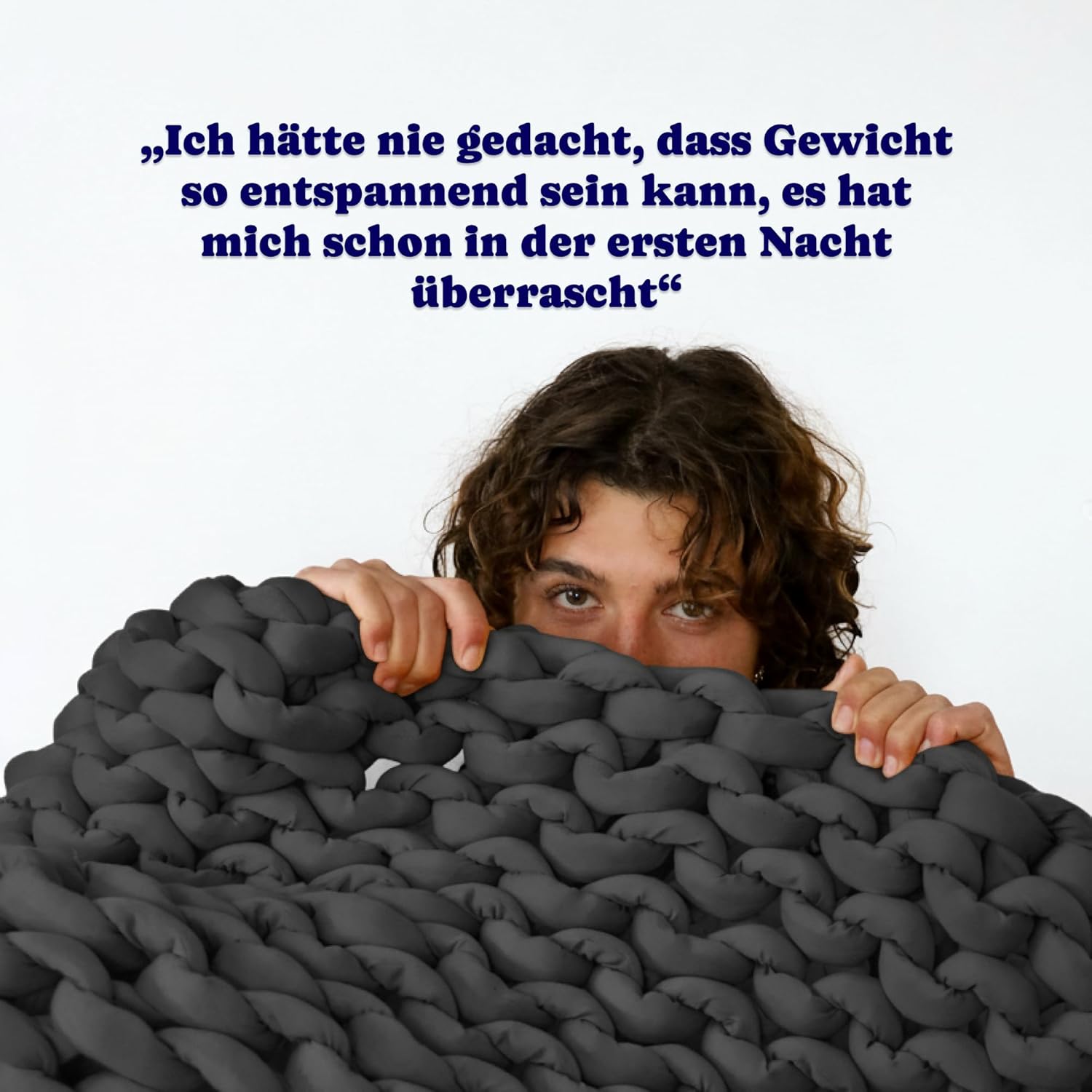 SIESTA Gewichtsdecke – Premium Grobstrick Grau (7 kg) – Atmungsaktive Therapiedecke gegen Stress & Schlafstörungen – 100 % RPET, nachhaltig, Öko-Tex & waschbar – Bild 6
