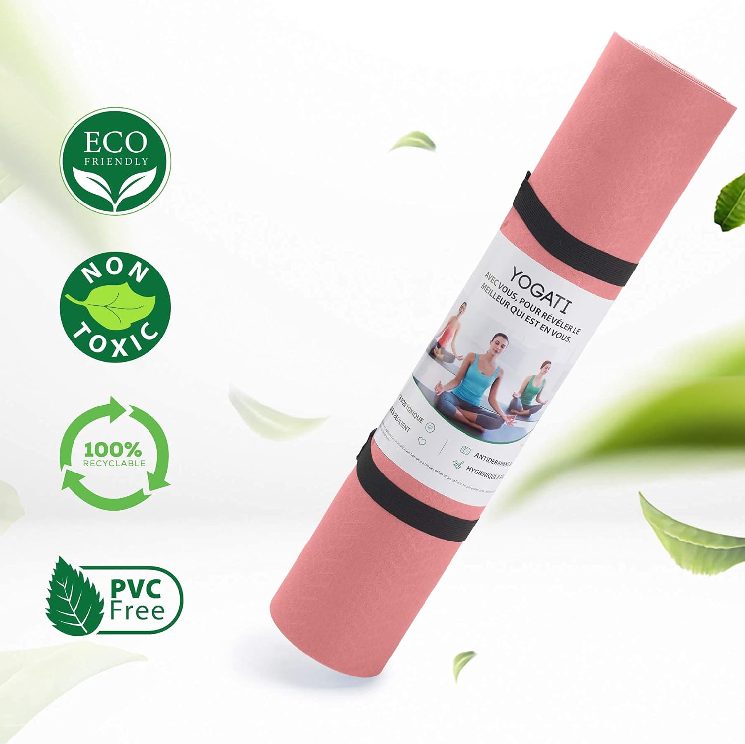 YOGATI Yogamatte, rutschfest, schadstofffrei, mit Tragegurt, Yogamatte mit Ausrichtungslinien, ideale Yogamatte zur Verwendung als Gymnastikmatte, Sportmatte, Fitnessmatte, Yogamatte – Bild 5