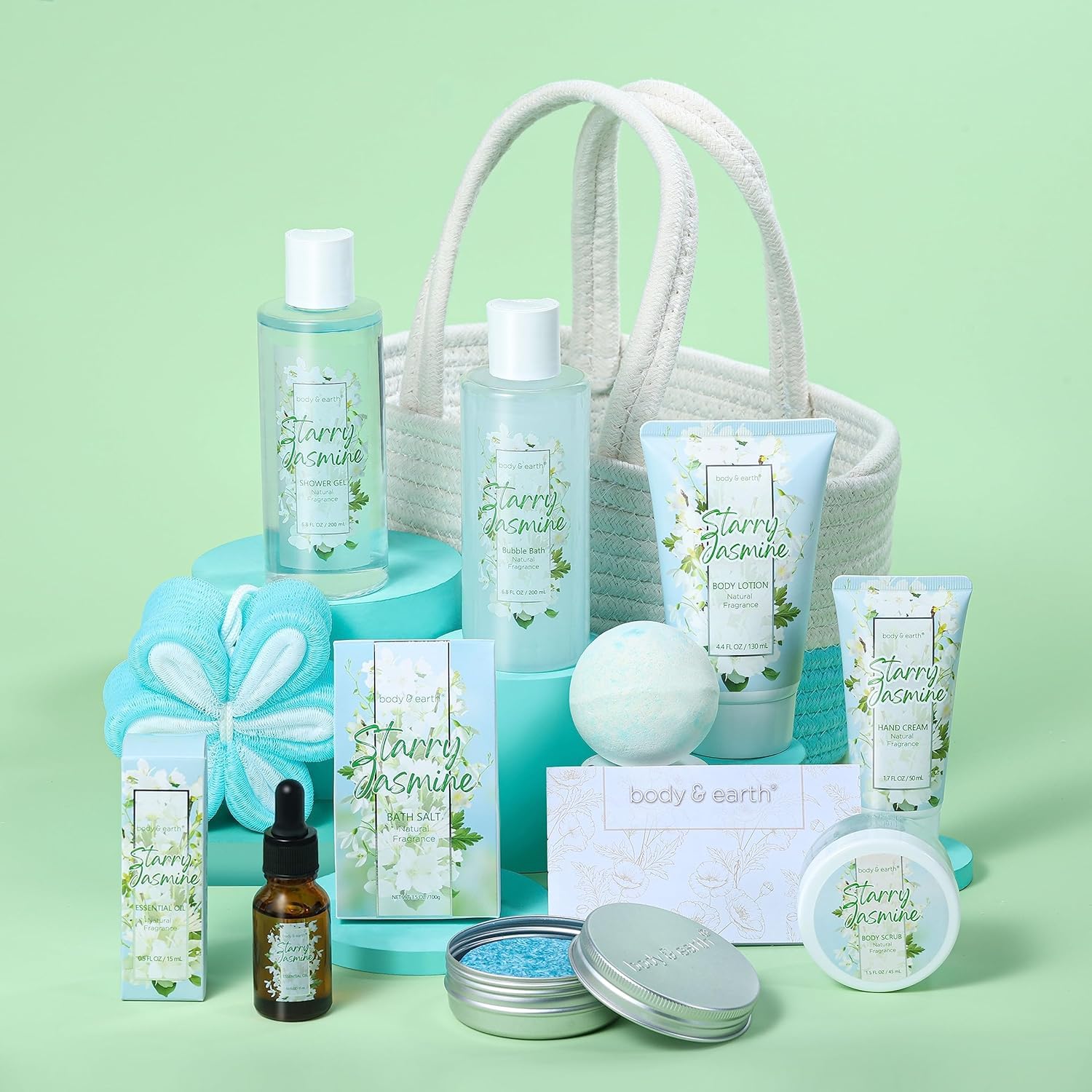 Bade- und Spa-Set für Damen, luxuriös, 8-teilig, mit Jasminduft – inklusive Schaumbad, Duschgel, Milchlotion und Butter, Handseife und vielen weiteren Geschenken für Frauen – Bild 2