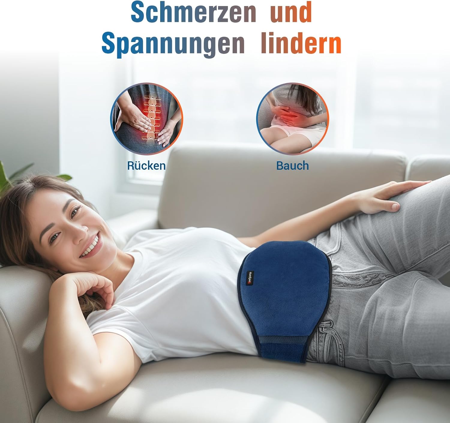 Comfytemp Wärmegürtel Vibrationsmassage für Rücken mit 25 Wh Akku, 18 x 147 cm kabelloses Heizgürtelmassagegerät, ultraweiches Heizkissen mit automatischer Abschaltung, Rückenwärmer mit USB – Bild 3