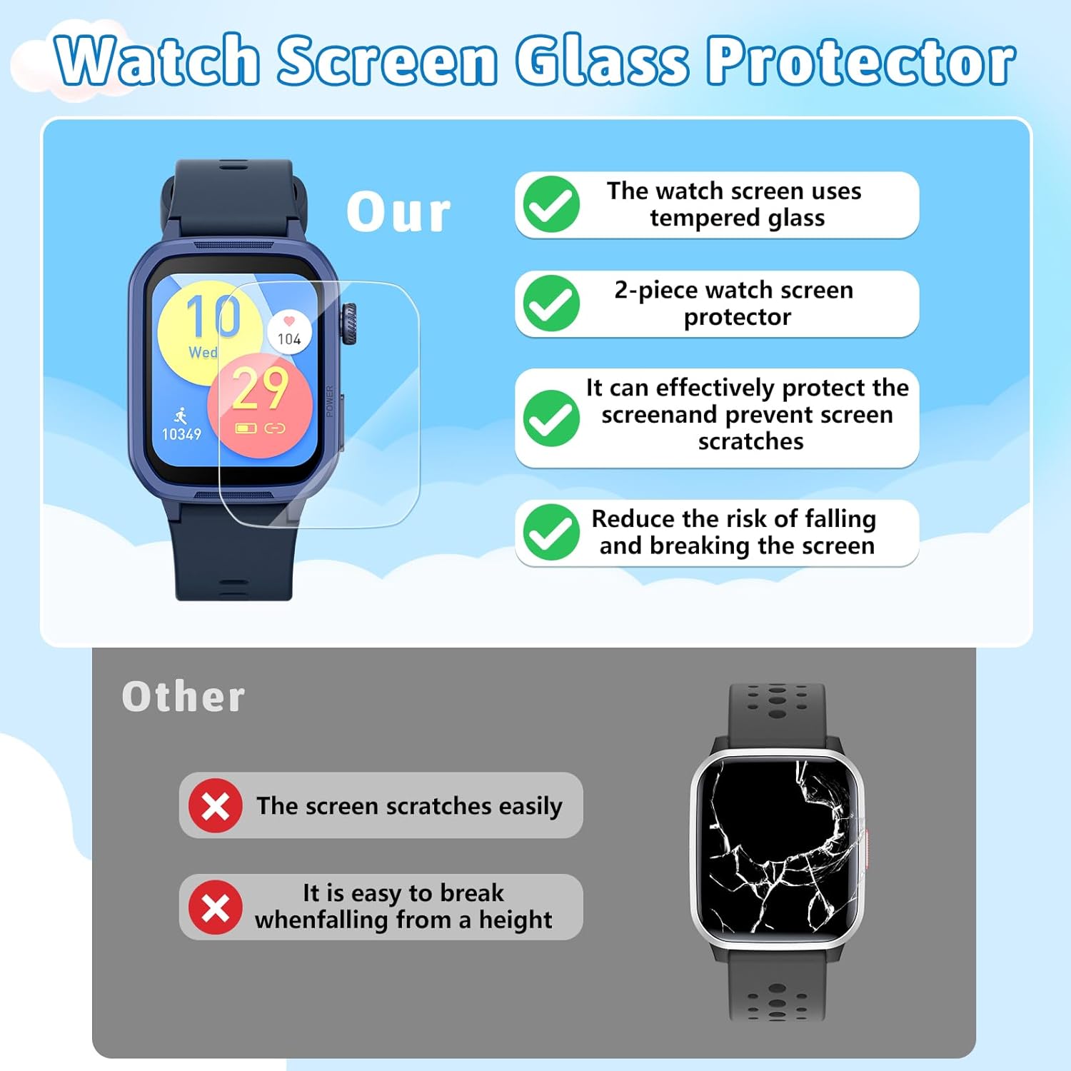 Smartwatch Kinder Fitness Tracker Uhr Digitale Fitnessuhr mit Schrittzähler, 24/7 Puls, IP68 Wasserdicht, Schlafmonitor, Wecker, Geschenk für Kinder Mädchen Jungen 6-16 (Blau) – Bild 3