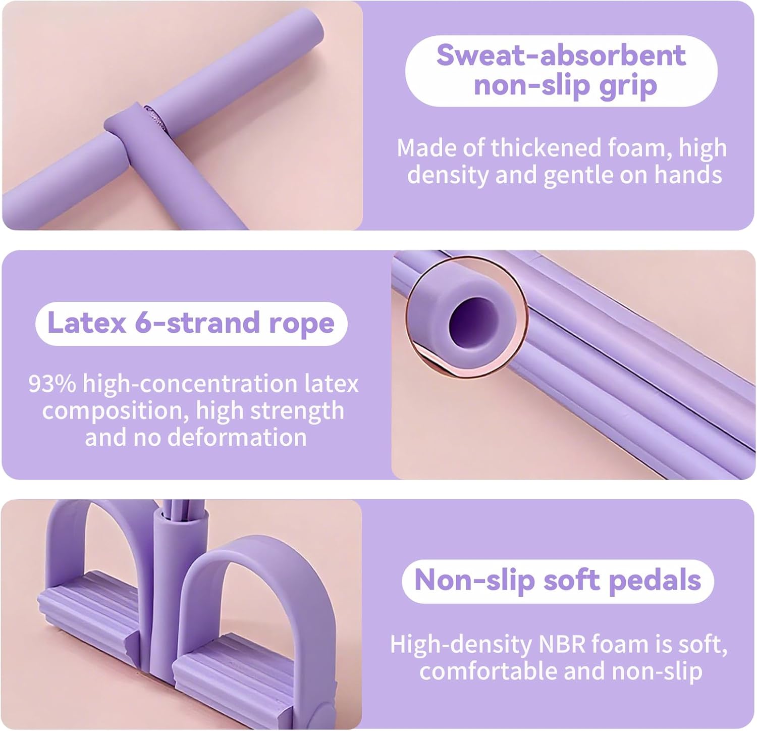 Foot Pedal Resistance Band, 8-Förmiges Widerstandsband und Fitnessbänder, 6 Tubes Gummi Elastisches Zugseil, Gesäßtrainer mit elastischen Bändern Wird zum Dehnen von Bauch ist für Fitness – Bild 3