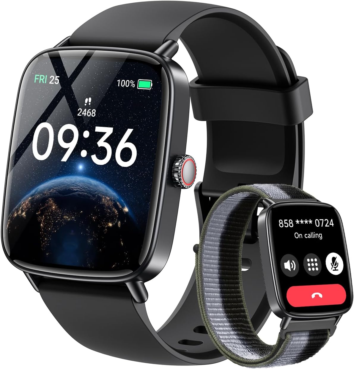 Gydom Herren Smartwatch mit Telefonfunktion 1,85 Zoll HD 2 Armbänder Fitnessuhr Fitnesstracker Herzfrequenz SpO2 Schlafmonitor IP68 Wasserdicht Sportuhr Schrittzähleruhr für Samsung Android iOS Schwarz – Bild 9