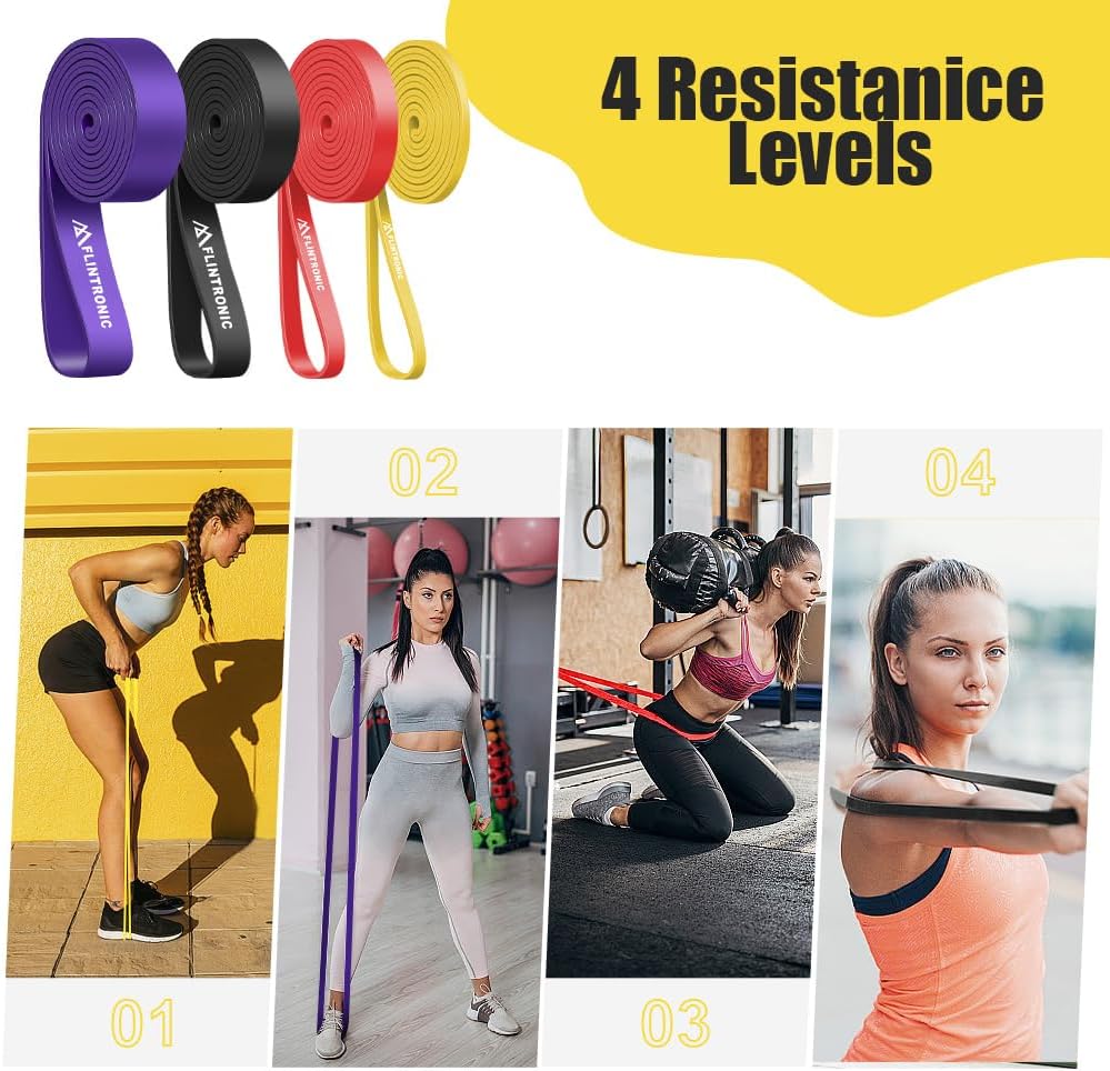 flintronic Widerstandsbänder Set, Widerstandsbänder in verschiedenen Stärken, Fitnessband, Gymnastikband zum Muskelaufbau, Fitnessbänder für Klimmzugtraining, Krafttraining, Yoga – Bild 6