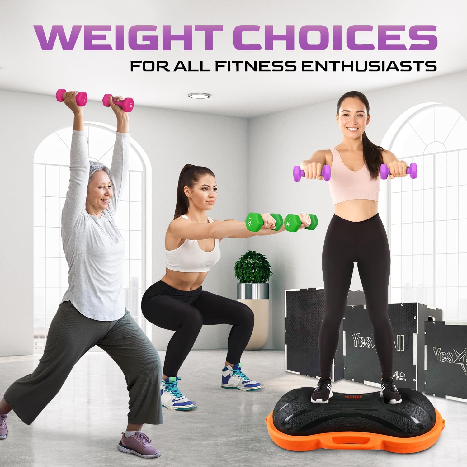 Yes4All Hex Neopren-Hanteln-Set, Gewichte für Krafttraining, Yoga, Pilates – Hanteln-Set mit 2 Hanteln, Set für Damen und Herren – Bild 5