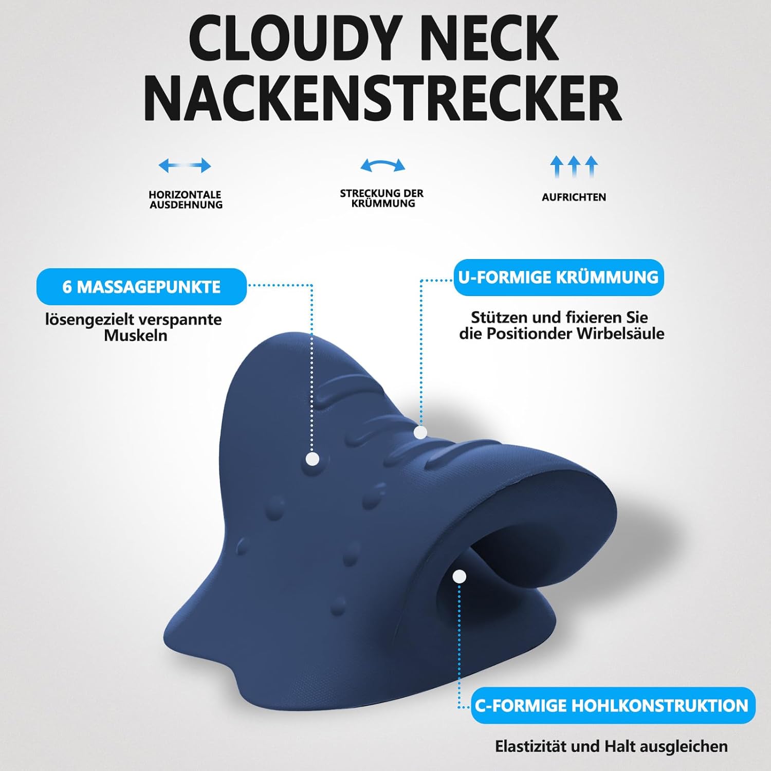 Reiteag Cloudy Neck, Neck Cloud Original, Nackendehner, orthopädischer Testsieger, Premium Nackenhöcker-Weg-Korrekturkissen, lindert Verspannungen und Steifheit im Nacken – Bild 4
