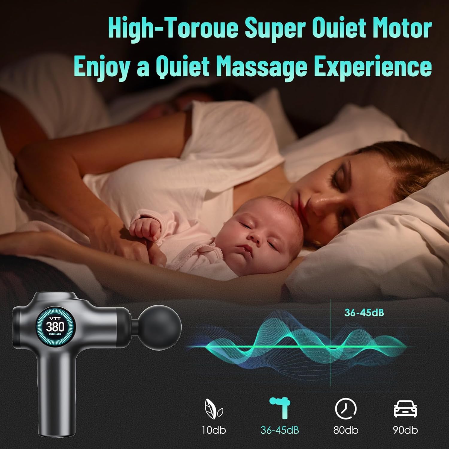 Faszienpistole & Muskelmassagepistole 99 Stufen, 9 Aufsätze, 3600 Schläge/min, leises elektrisches Massagegerät mit LCD-Display, tragbarer Muskelentspanner für Rücken, Nacken, Beine, Sport – Bild 4