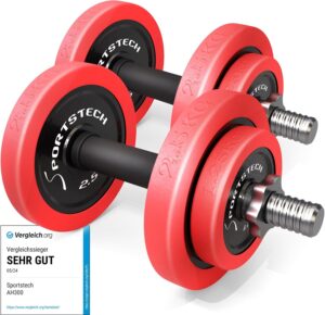 Sportstech 2-in-1 Hantelset mit Sil...