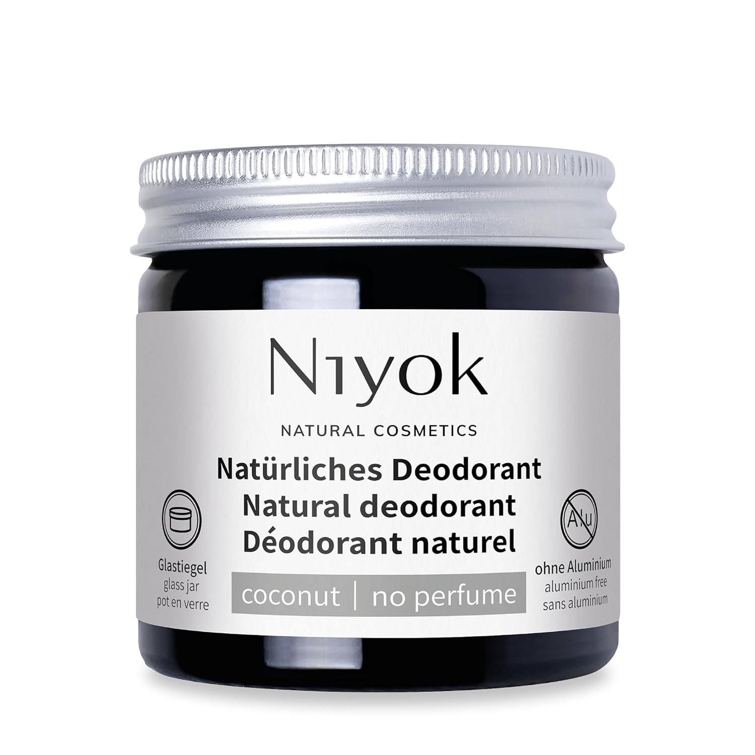 Niyok 2-in-1 Anti-Transpirant Deo-Creme „Kokosnuss ohne Parfüm“ (40 ml), natürliches Deo ohne Aluminium, 24 Stunden Schutz vor Geruch und Schweiß, Deo-Creme Sensitiv, Kokosnussöl-Deodorant