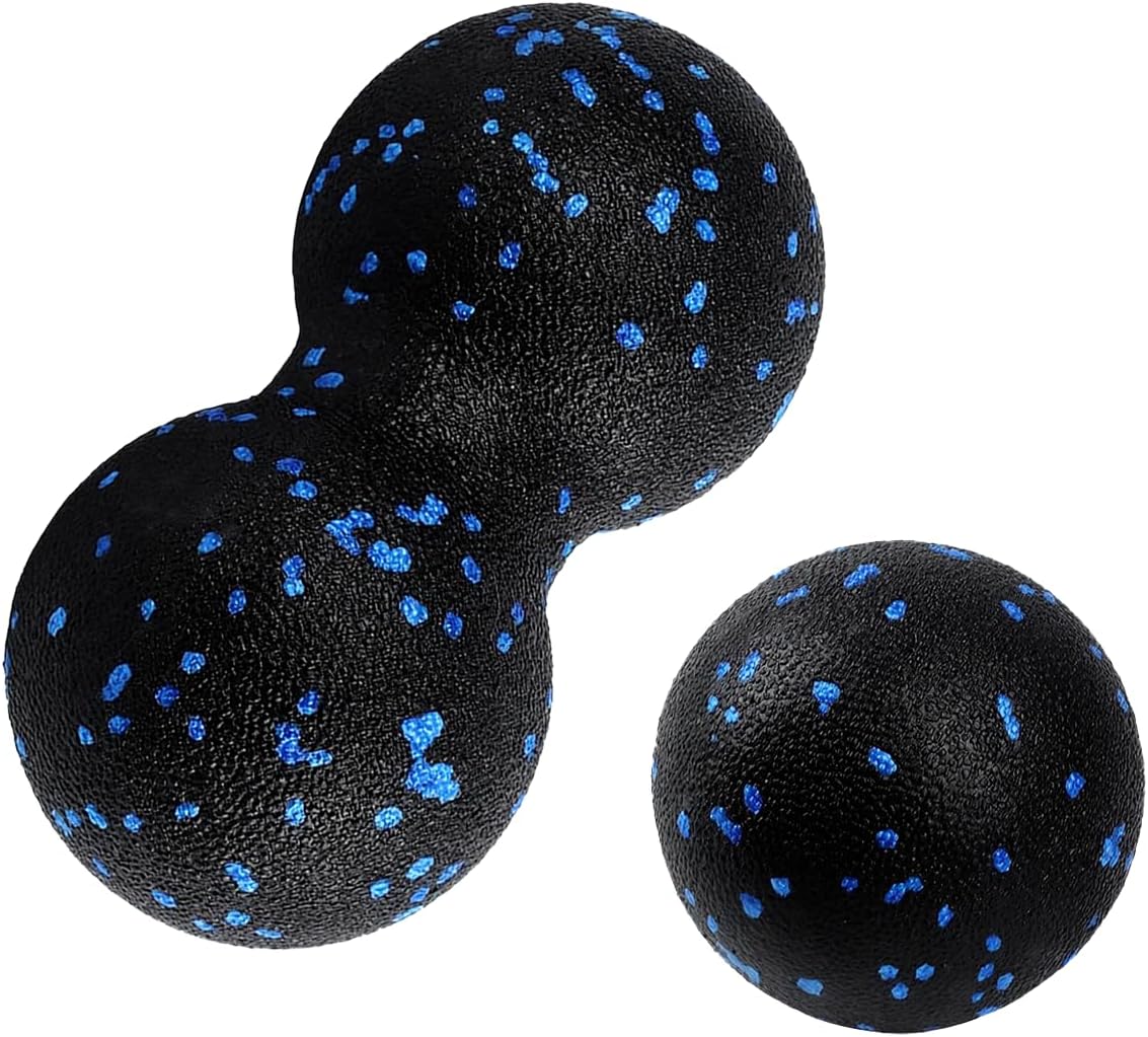 Faszienball Set, 2er Set Massagebälle, Trigger Point Release Lacrosse Ball, Faszienball für Füße, Massageball, Faszienbälle für Faszientraining, Einzelball + Doppelball
