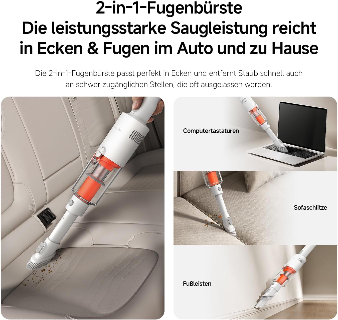 XIAOMI P30 Akku-Staubsauger, 22 kPa/50 AW Saugleistung, leicht und mühelos zu handhaben, bis zu 40 Minuten Laufzeit, präzise 5-stufige Filterung, 2 Bürstenaufsätze, geeignet für Zuhause und Auto – Bild 9