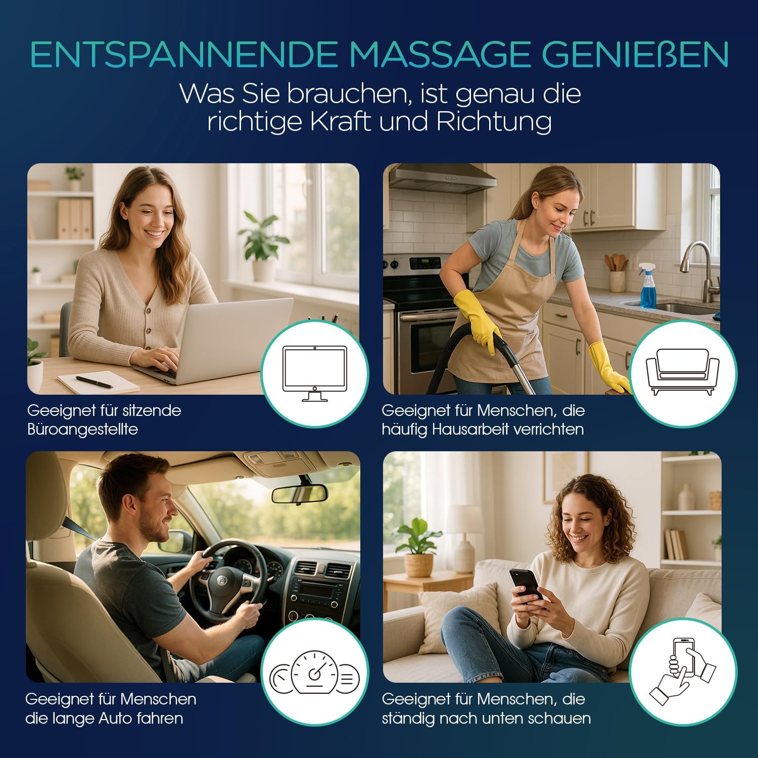 Rücken- und Nackenmassagegerät, Shiatsu-Nackenmassagekissen mit Wärme, 6 rotierende Knoten für Taille, Beine, Fuß, Körperschmerzlinderung, Entspannung zu Hause, im Büro, im Auto YZ100 – Bild 3