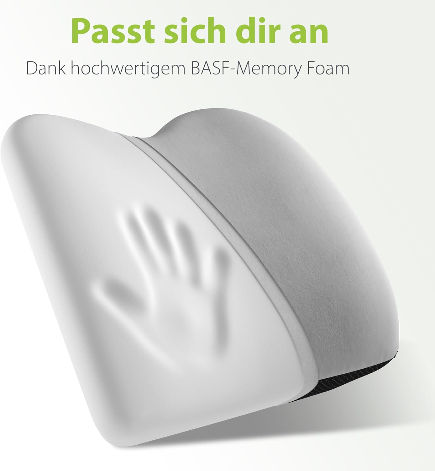 Feela. Ergonomisches Rückenkissen für Auto- und Bürostühle | Rückenstützkissen aus Memory-Schaum für Sitzkomfort und Haltung – verstellbare Passform für Autositze und Bürostühle (Silber) – Bild 3