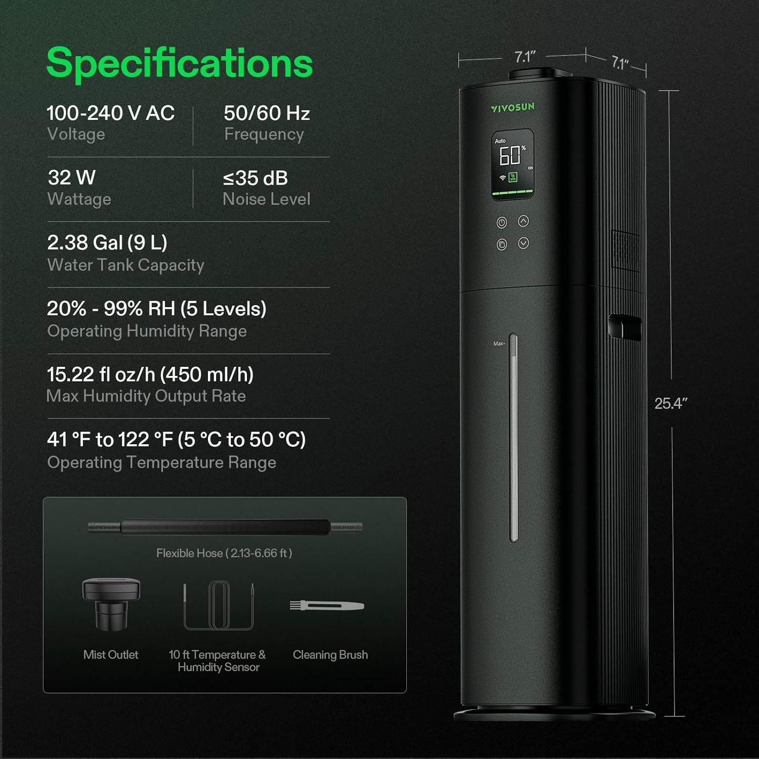 VIVOSUN Pflanzenbefeuchter, 9 l, intelligenter Luftbefeuchter für Pflanzen, intelligente Fernbedienung, VPD-Steuerung, AeroStream H09, 360° kühler Nebel, 60 Stunden, langlebiger Ultraschall-Luftbefeuchter mit Top-Füllung, entwickelt für Wachstumszelte – Bild 2