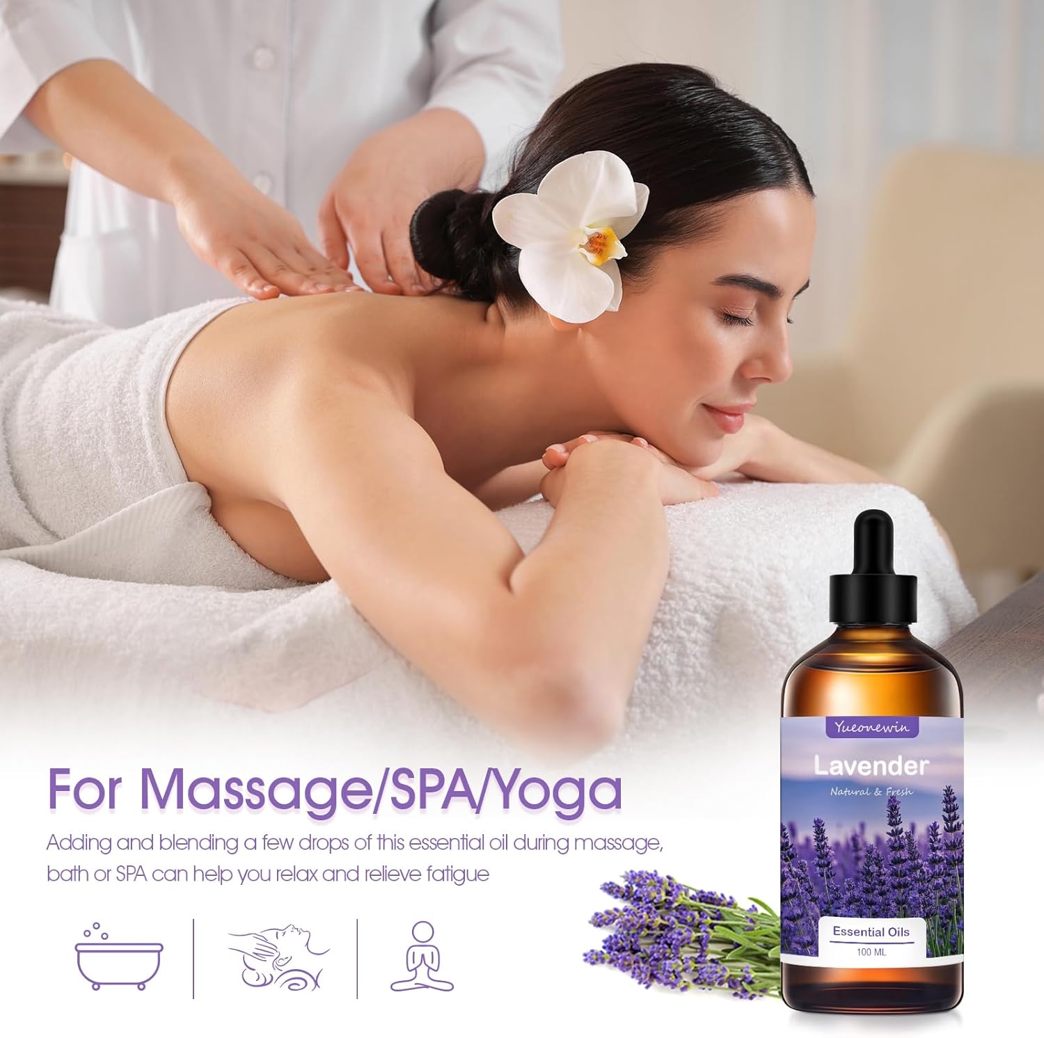 Lavendelöl 100 ml, reine ätherische Lavendelöle für Aromadiffusor, ätherisches Lavendelöl, Aromatherapie-Duftöl für Diffusor, Hautmassage, Heimwerken, Seife, Kerzenherstellung, Geschenke für Frauen – Bild 5