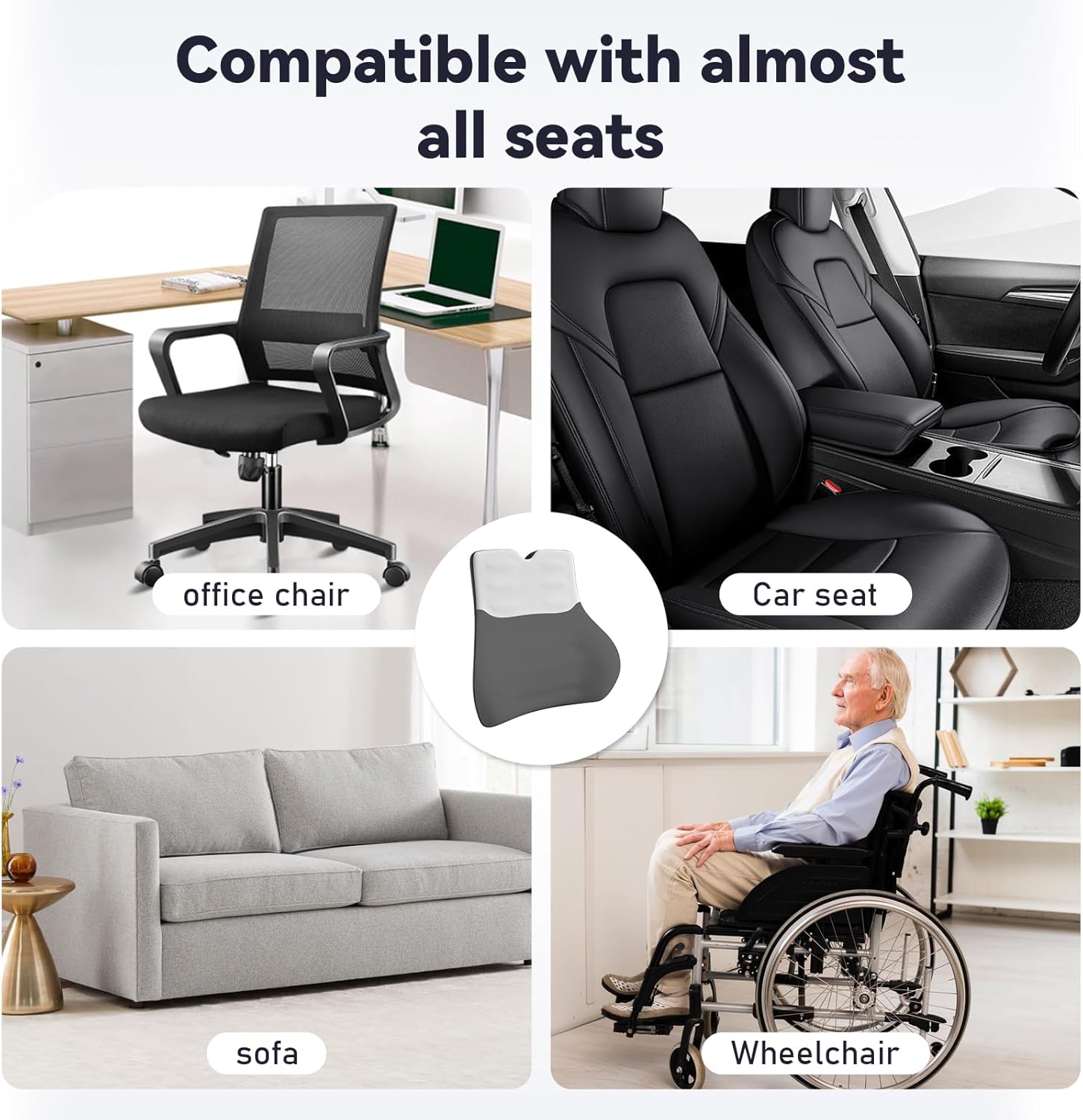 Lendenkissen zur Linderung von Schmerzen im unteren Rücken, atmungsaktives Lendenkissen aus ergonomischem Memory-Schaum-Kissen, Lendenwirbelstütze für Auto und Bürostuhl mit verstellbaren Doppelgurten – Bild 7
