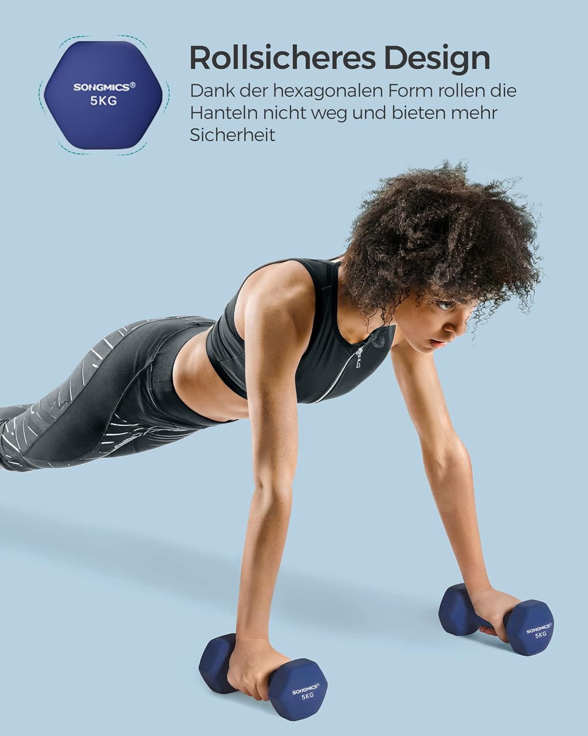 SONGMICS Hanteln 2er Set Hanteln Set Hanteln Hexagon Neoprenbeschichtung Krafttraining Workout Fitness Training Zuhause – Bild 6