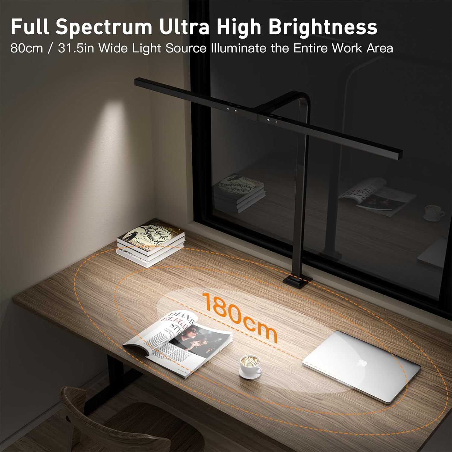 EYOCEAN LED-Schreibtischlampe mit automatischer Dimmung, 80 cm Tischlampe klemmbar mit einstellbaren Farbtemperaturen, Augenschutz, Vollspektrum-Tageslichtlampe, Klemmleuchte mit Timer-Funktion – Bild 2