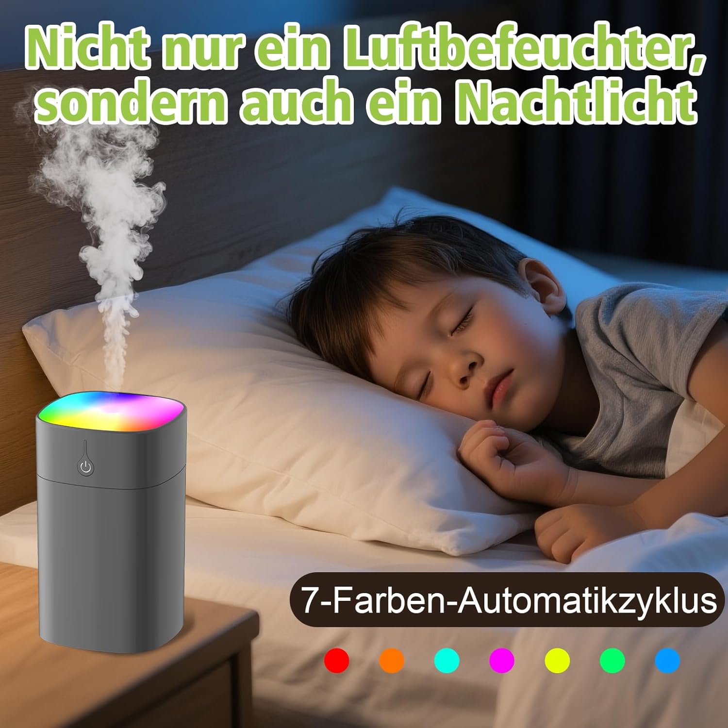Tragbarer Mini-Luftbefeuchter für Schlafzimmer, Aroma-Diffusor für Zuhause, persönlicher Tisch-Luftbefeuchter für Pflanzen, Raumduft-Aroma-Diffusor, 2 Modi, Nachtlicht, automatische Abschaltung – Bild 2