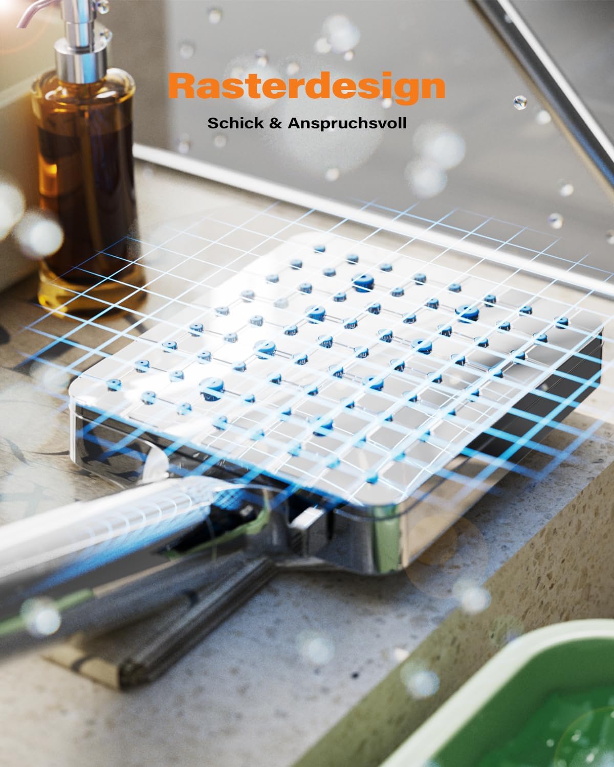 Cobbe Duschkopf mit Filter für hartes Wasser, Hochdruck-Handbrause, quadratischer Duschkopf mit 20-Stufen-Filter, 6 Strahlarten, entfernt Chlor und Schwermetalle, Chrom – Bild 7