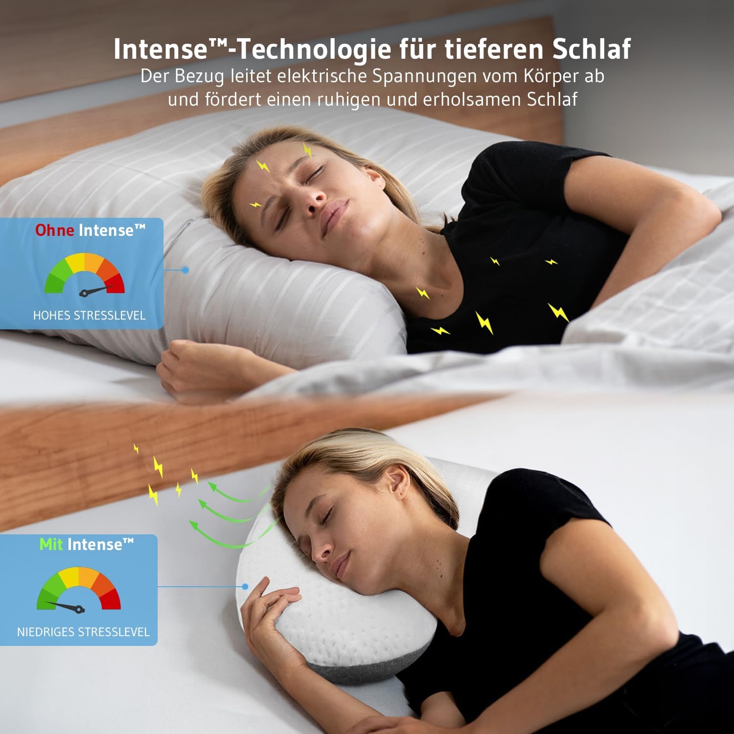 Third of Life Seitenschläferkissen mit Intense-Technologie – von Schlafexperten entwickelt, ergonomisches Memory-Schaum-Kissen für ruhigen Schlaf, Nackenstützkissen für Allergiker geeignet – Bild 6