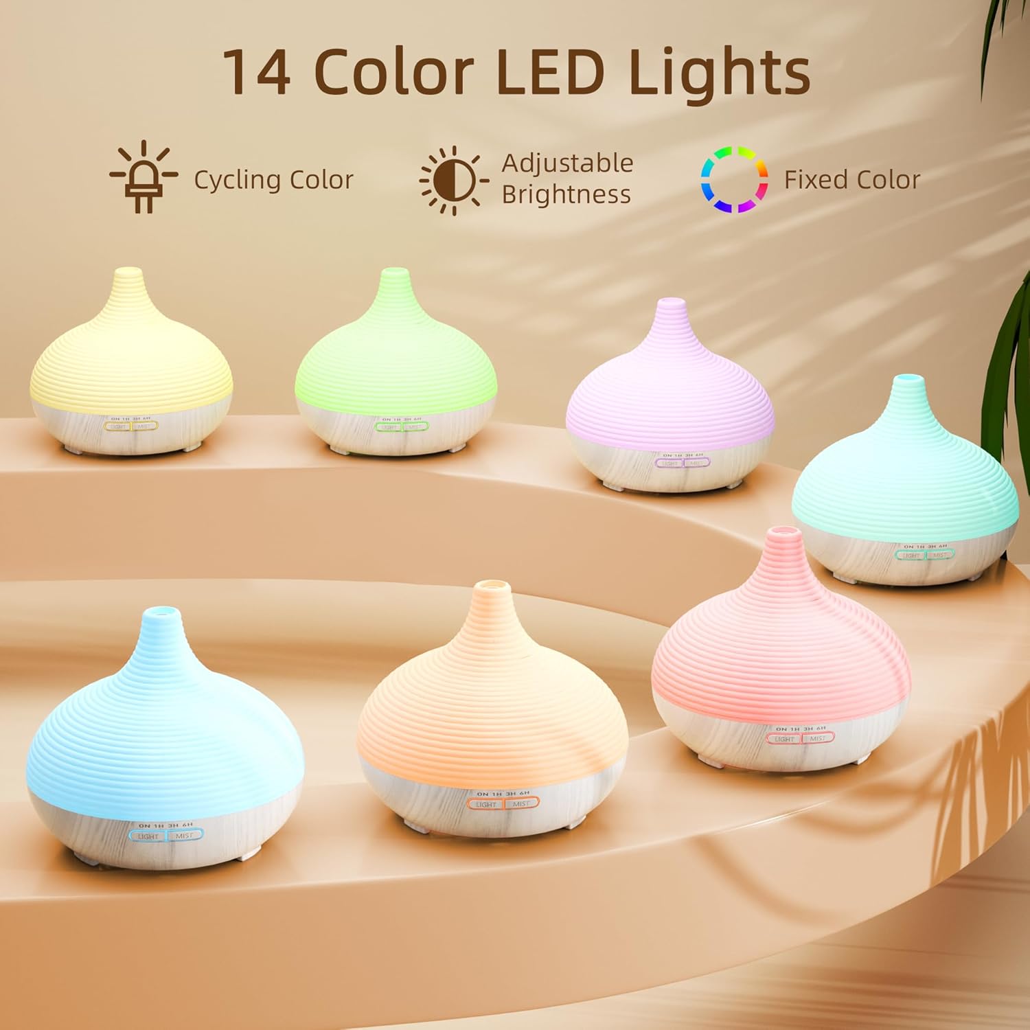 Asakuki Aromadiffusor für Duftöle, 300 ml Premium-Ultraschall-Luftbefeuchter für Aromatherapieöle mit 7-Farben-LED-Licht, BPA-frei für Schlafzimmer, Büro, Spa – Bild 3