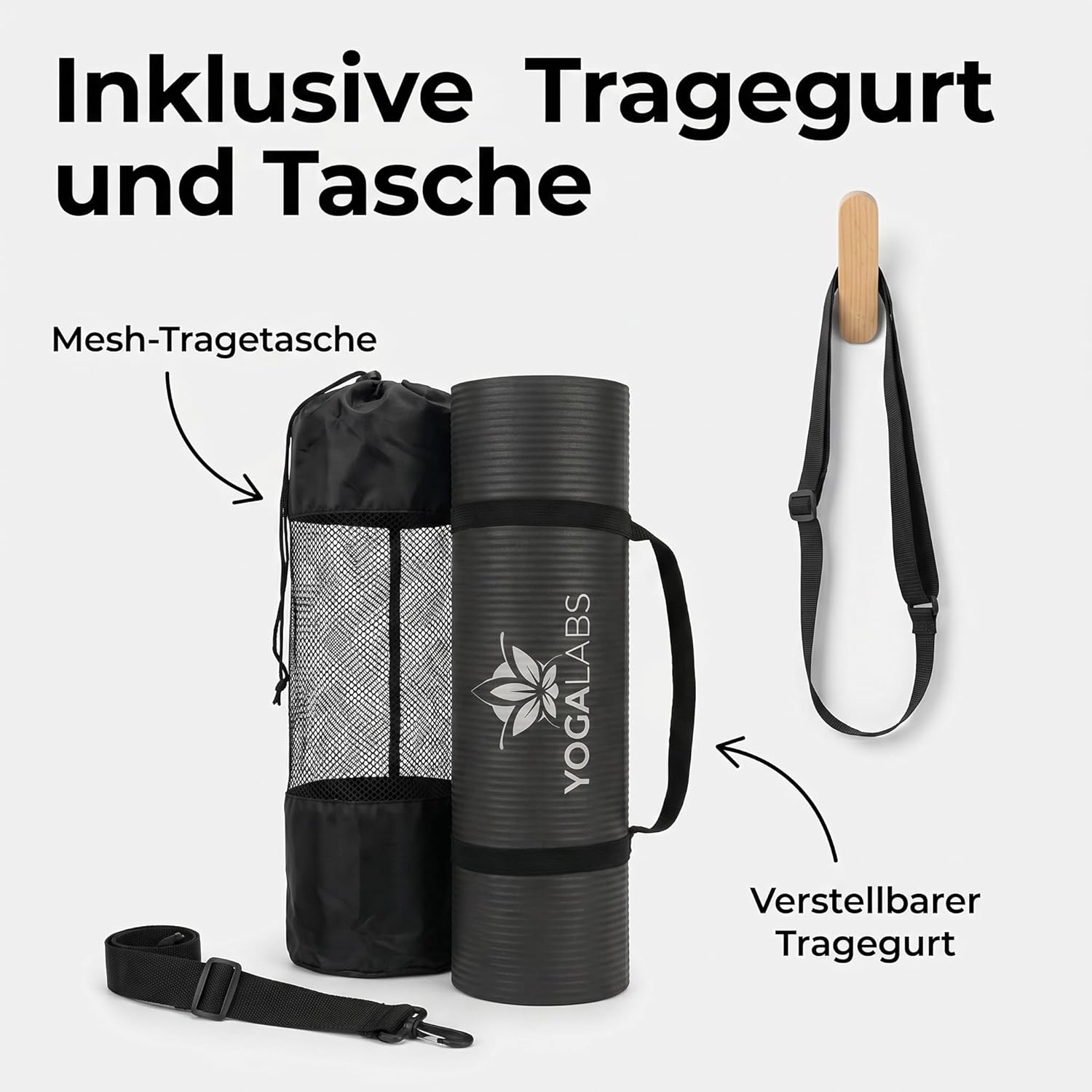 NRB Yogamatte 183 x 61 x 1,5 cm – extra dicke Fitnessmatte & Gymnastikmatte – rutschfest, gelenkschonend & langlebig – Pilatesmatte mit Tragegurt – Bild 4