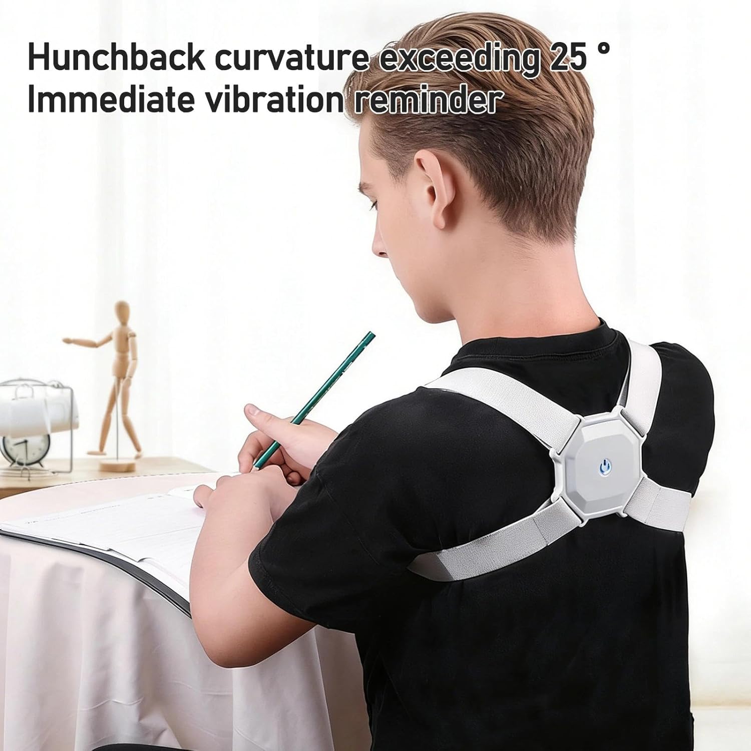 Elektronischer Haltungstrainer, Smart Corrector, Trainer Rücken mit Vibration, Rückenglätter, elektrischer Stützgürtel, orthopädisch verstellbarer Stabilisator, für Kinder, Männer, Frauen (A) – Bild 3