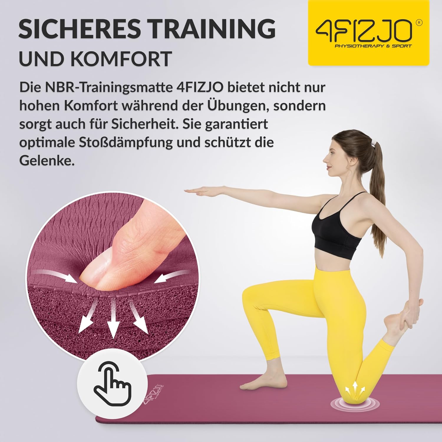 4FIZJO Fitnessmatte mit Tragegurt, Maße 180 x 60 cm, NBR-Schaum, rutschfest, Komfort, In & Outdoor, Pilatesmatte, Yogamatte, Sportmatte, Gymnastikmatte, Trainingsmatte – Bild 9