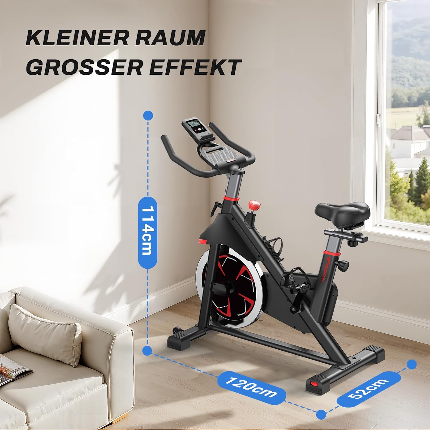 MERACH Heimtrainer, Bremsbelag/magnetisches stationäres Rad mit exklusiver App, geräuscharmes Indoor-Fahrradrad mit 270 Pfund Gewichtskapazität, Hantelständer und Fitnesskurse zur Gewichtsreduktion – Bild 8