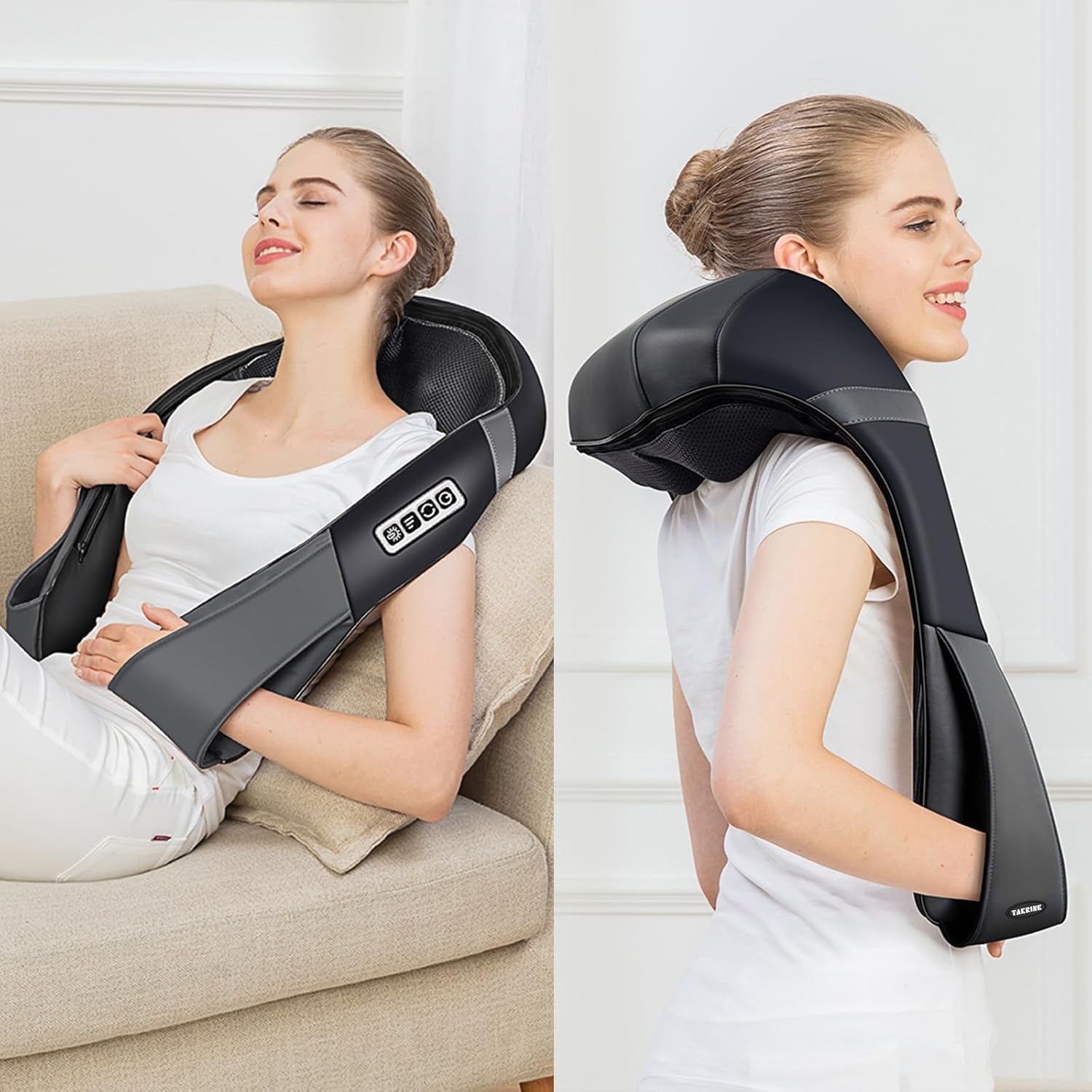 TAKRINK Elektrisches Nackenmassagegerät für die Schulter mit 16 Massagebällen, verstellbar in 3 Geschwindigkeiten, einfach zu bedienendes, geräuscharmes Rückenmassagegerät für Ihre Eltern, Liebhaber – Bild 4