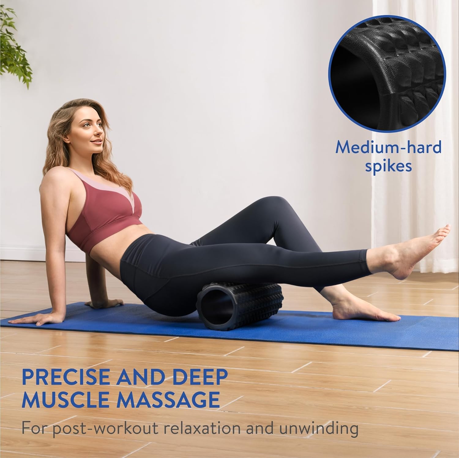 Faszienrolle mit Noppen – Faszienrolle 30 cm lang für die Rückenwirbelsäule – Yoga Massage Rückenrolle – Faszienrolle – Schwarz – Bild 2