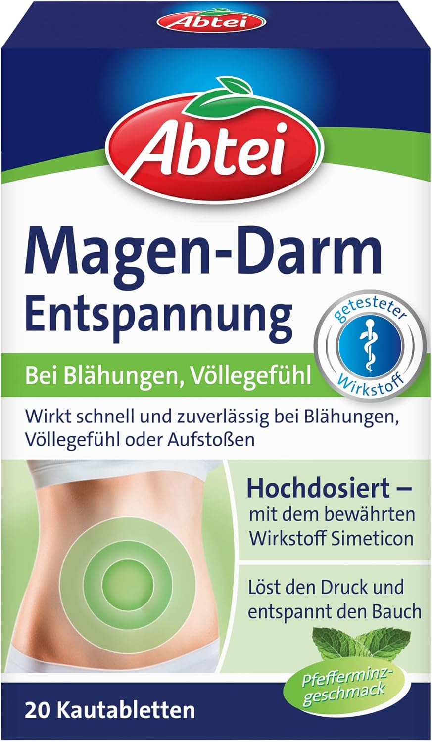 Abbey Magen-Darm-Entspannungstabletten, 20 Stück, 1 Packung (39 g)