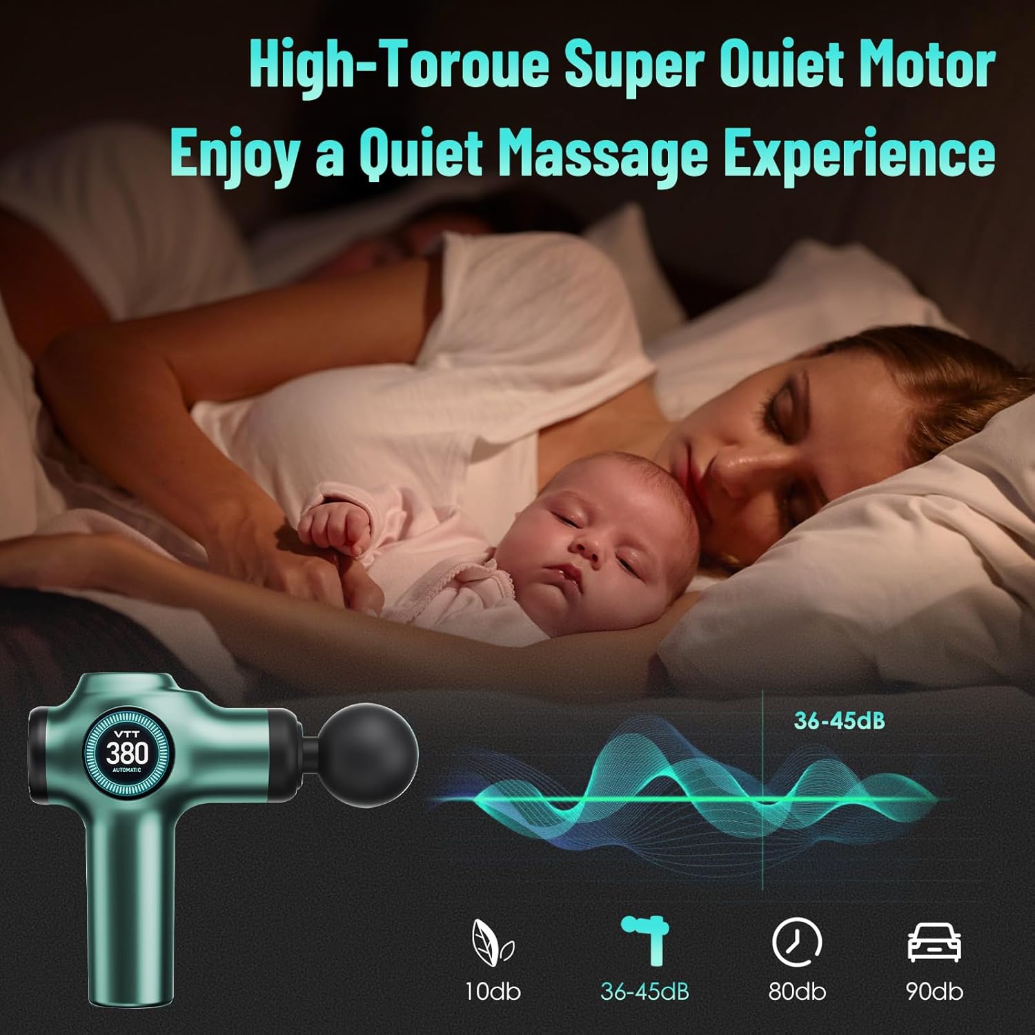 Faszienpistole & Muskelmassagepistole 99 Stufen, 9 Aufsätze, 3600 Schläge/min, leises elektrisches Massagegerät mit LCD-Display, tragbarer Muskelentspanner für Rücken, Nacken, Beine, Sport – Bild 4