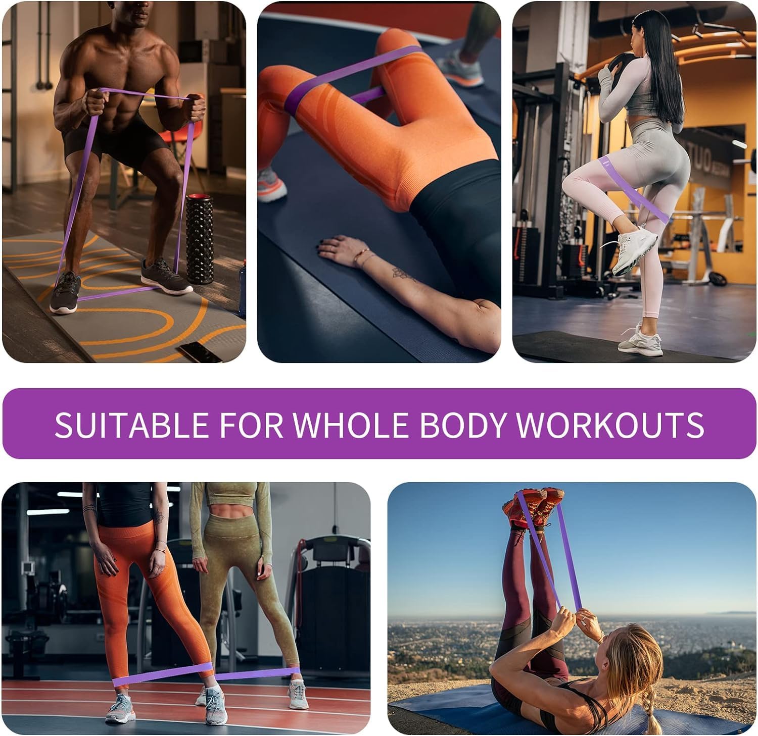 5er-Set Fitnessbänder Widerstandsbänder,Fitnessband mit Bungsanleitung auf Deutsch & Tragebeutel Resistance Bands Gymnastikband aus Latex Für Muskelaufbau Pilates Yoga – Bild 6